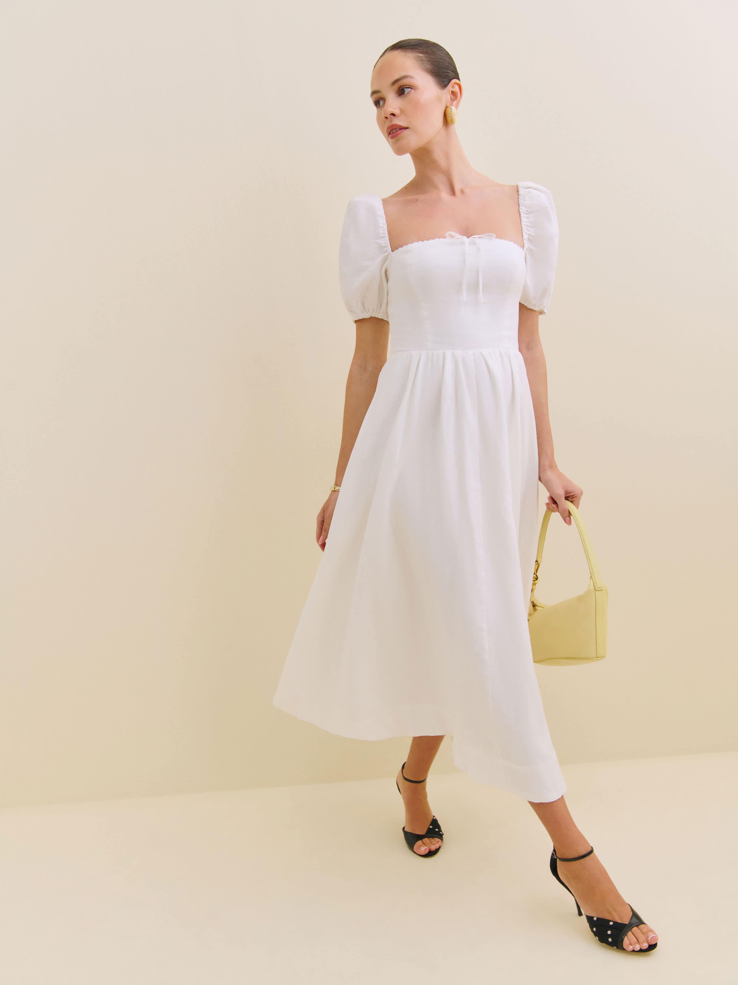 Reformation Marella Linen Dress 10 in Natural | Lyst Reformation Marella Linen Dress 10 in Natural | Lyst