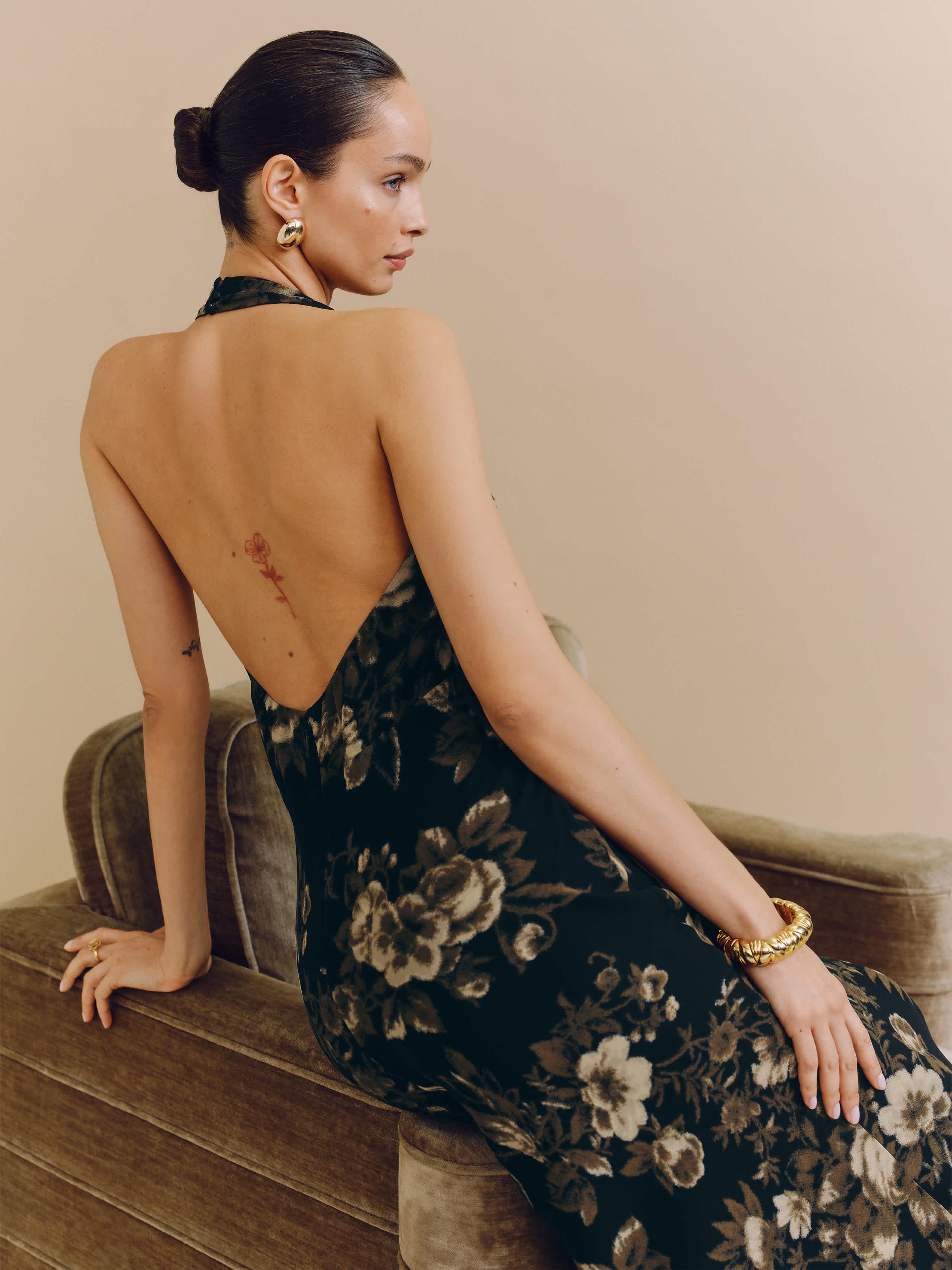 strapless open back dress Crochet & Pleated Top High Low Maxi - Burgundy