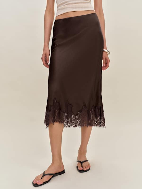 Reformation Carolina Silk Skirt in Natural | Lyst
