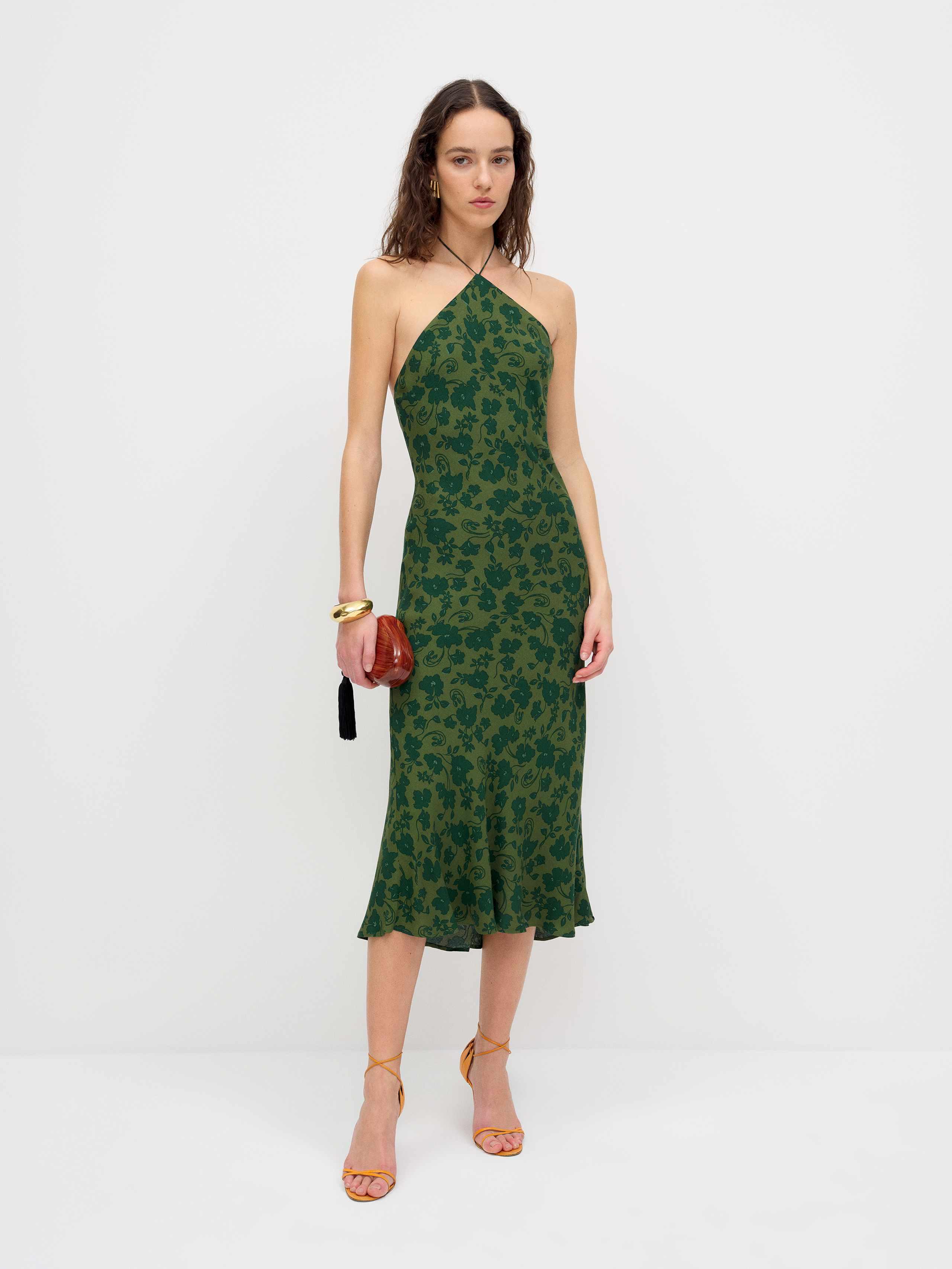 reformation green dress with flowers Floria in reformation green floral maxi dress