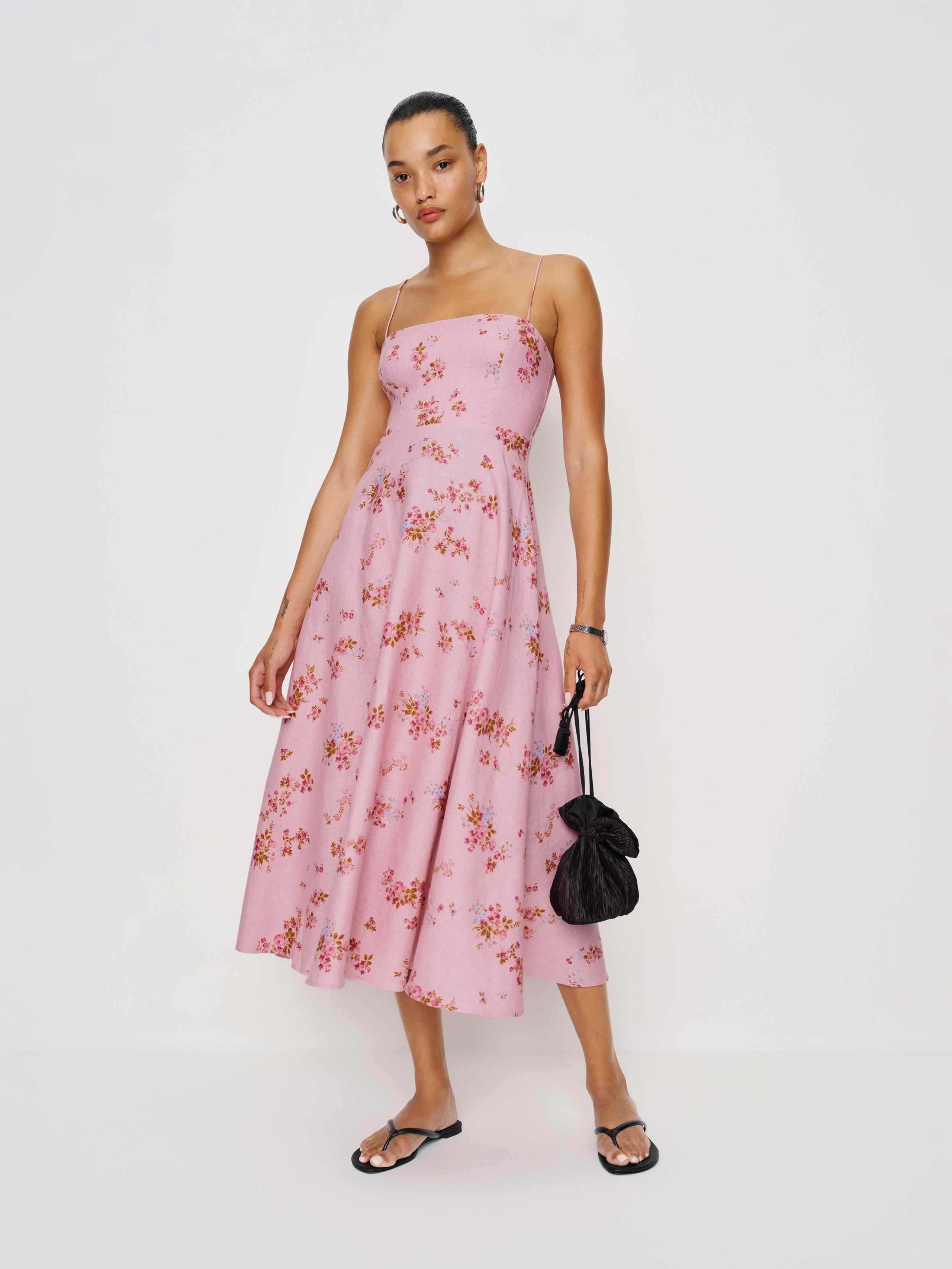 Reformation Monette Linen Dress 0 in Pink | Lyst