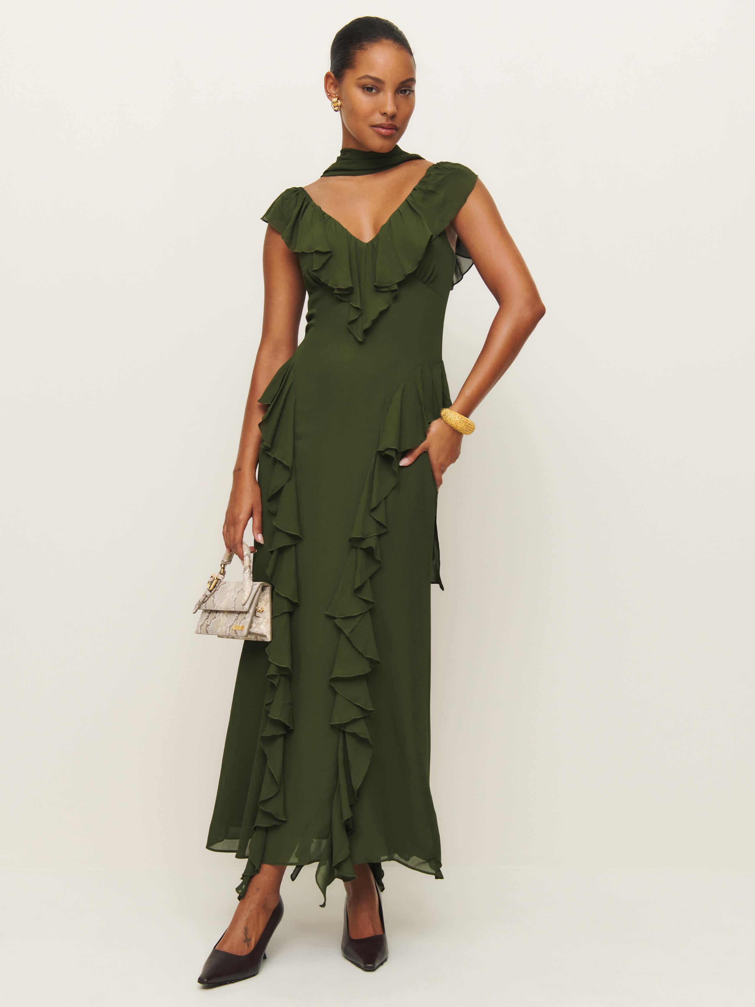 Reformation Silvana Dress in Green Lyst