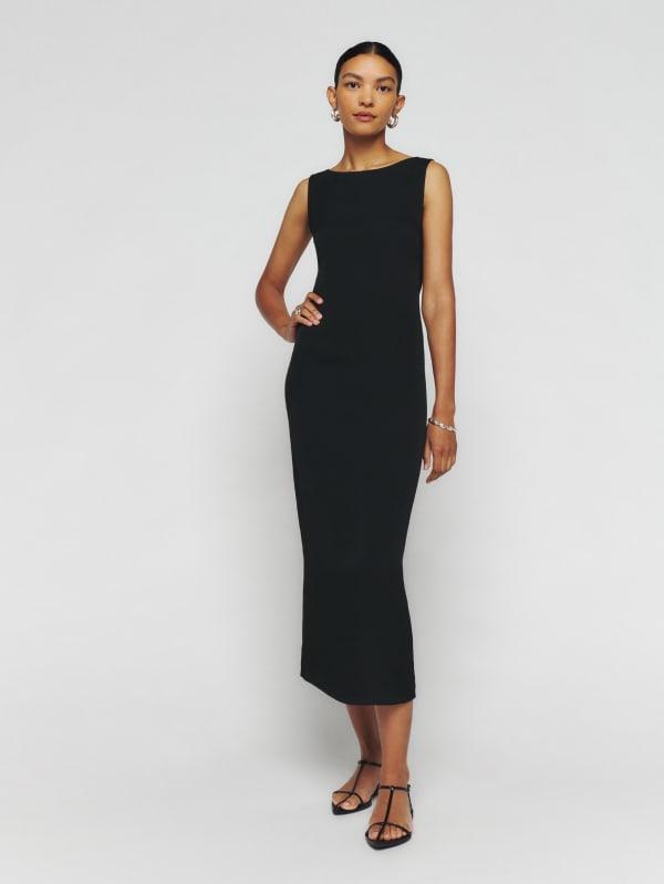 reformation-Black-Damara-Dress