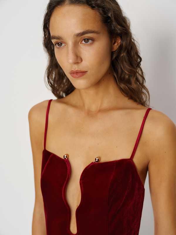 Reformation Isa Knit Dress Velvet in Red | Lyst