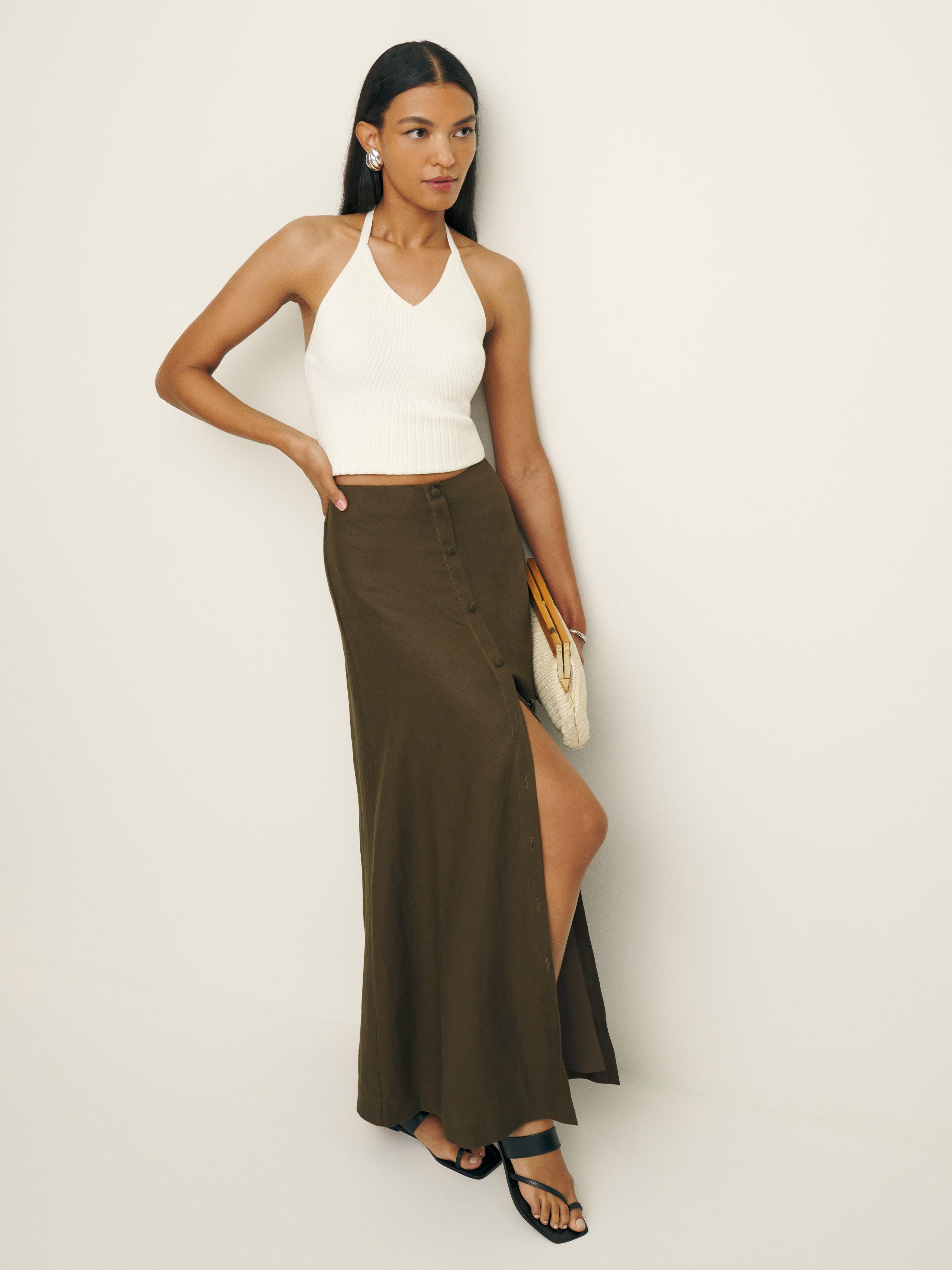 Reformation Andi Linen Maxi Skirt in Natural Lyst Canada