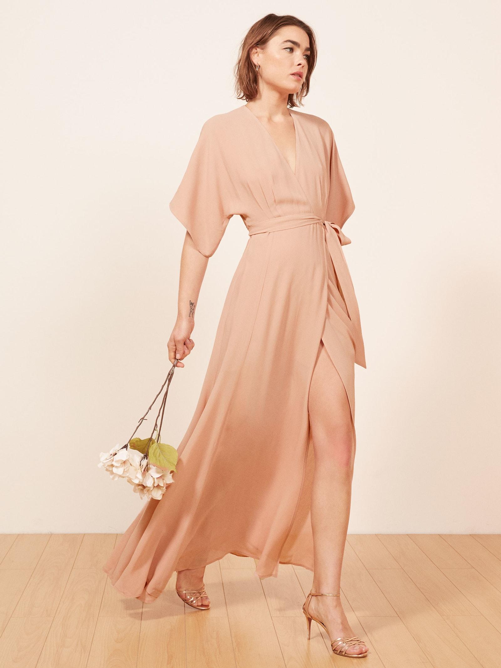 reformation pink floral dress