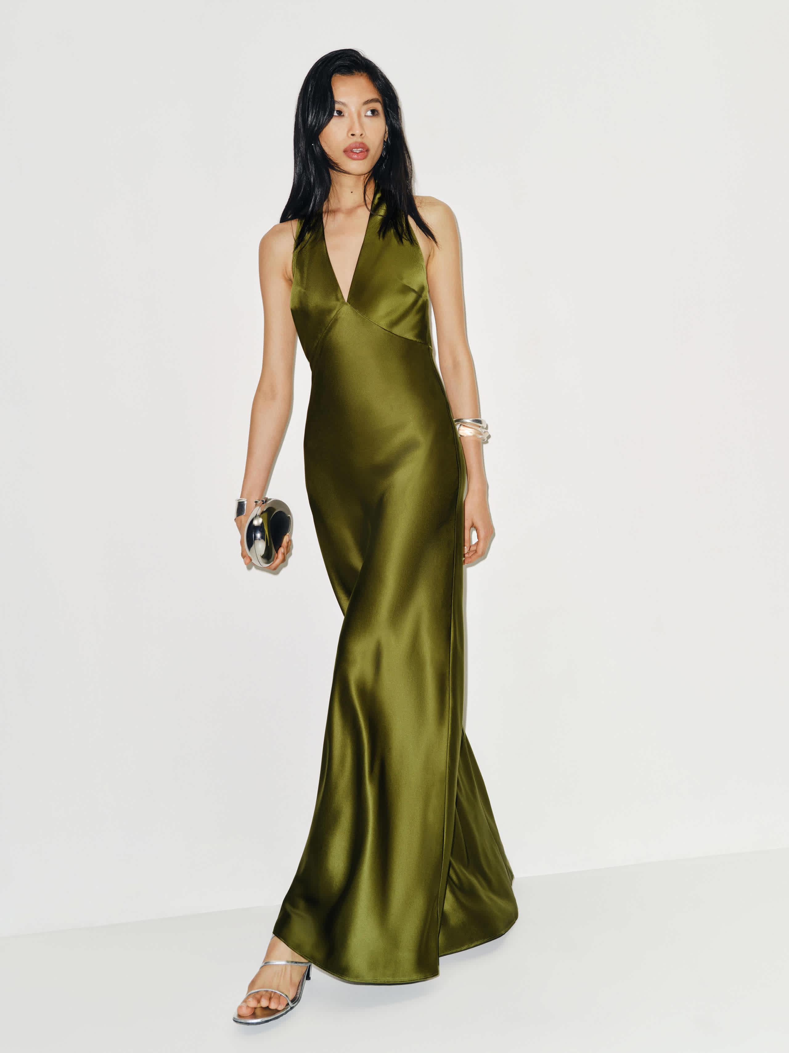 Reformation Daniela Silk Dress 0 in Green | Lyst Reformation Daniela Silk Dress 0 in Green | Lyst
