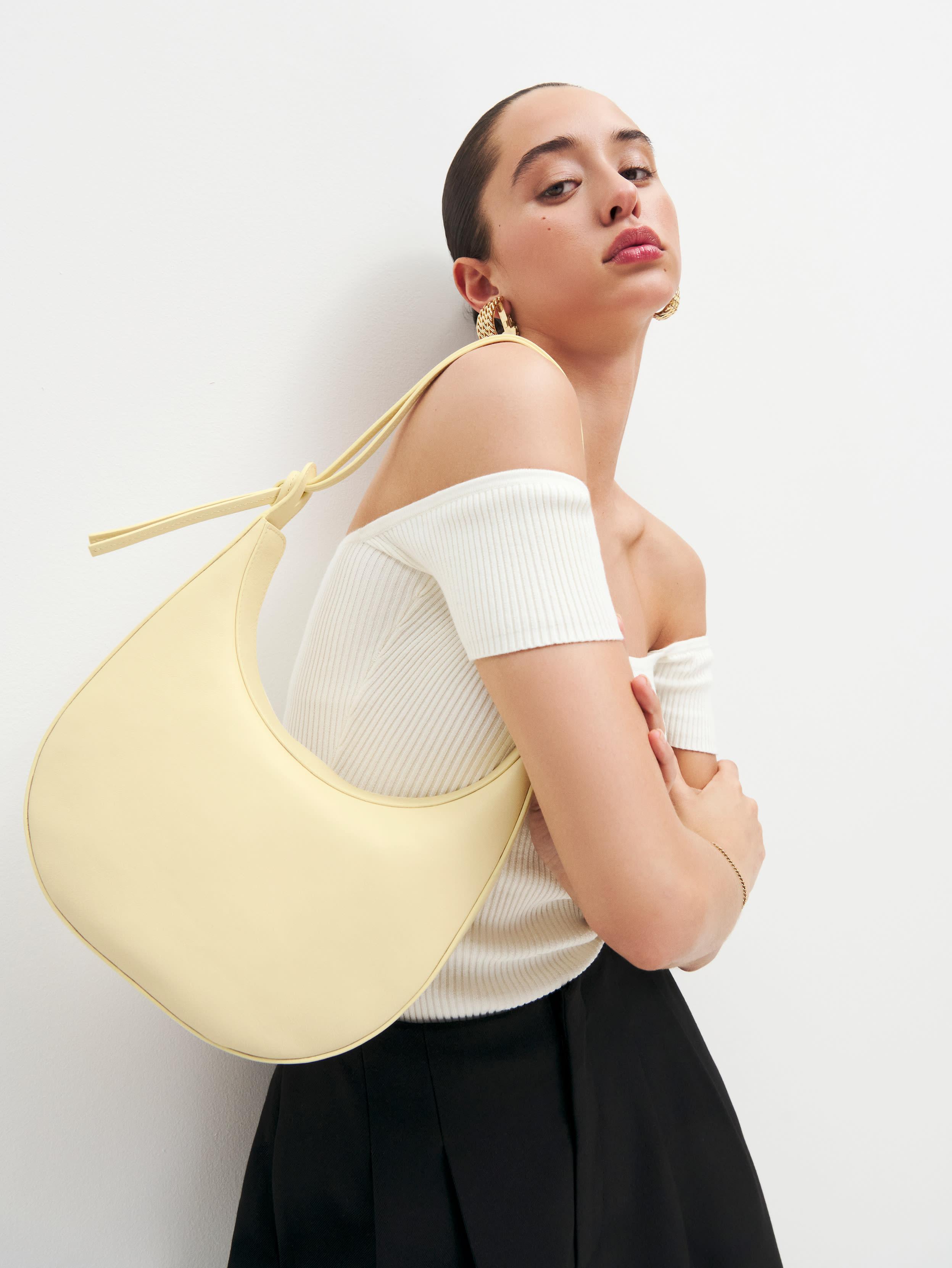 Reformation Medium Rosetta Shoulder Bag in Natural Lyst