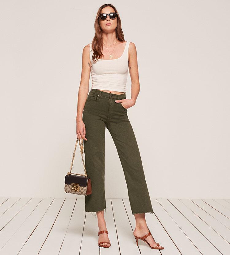 reformation stretch flood jeans