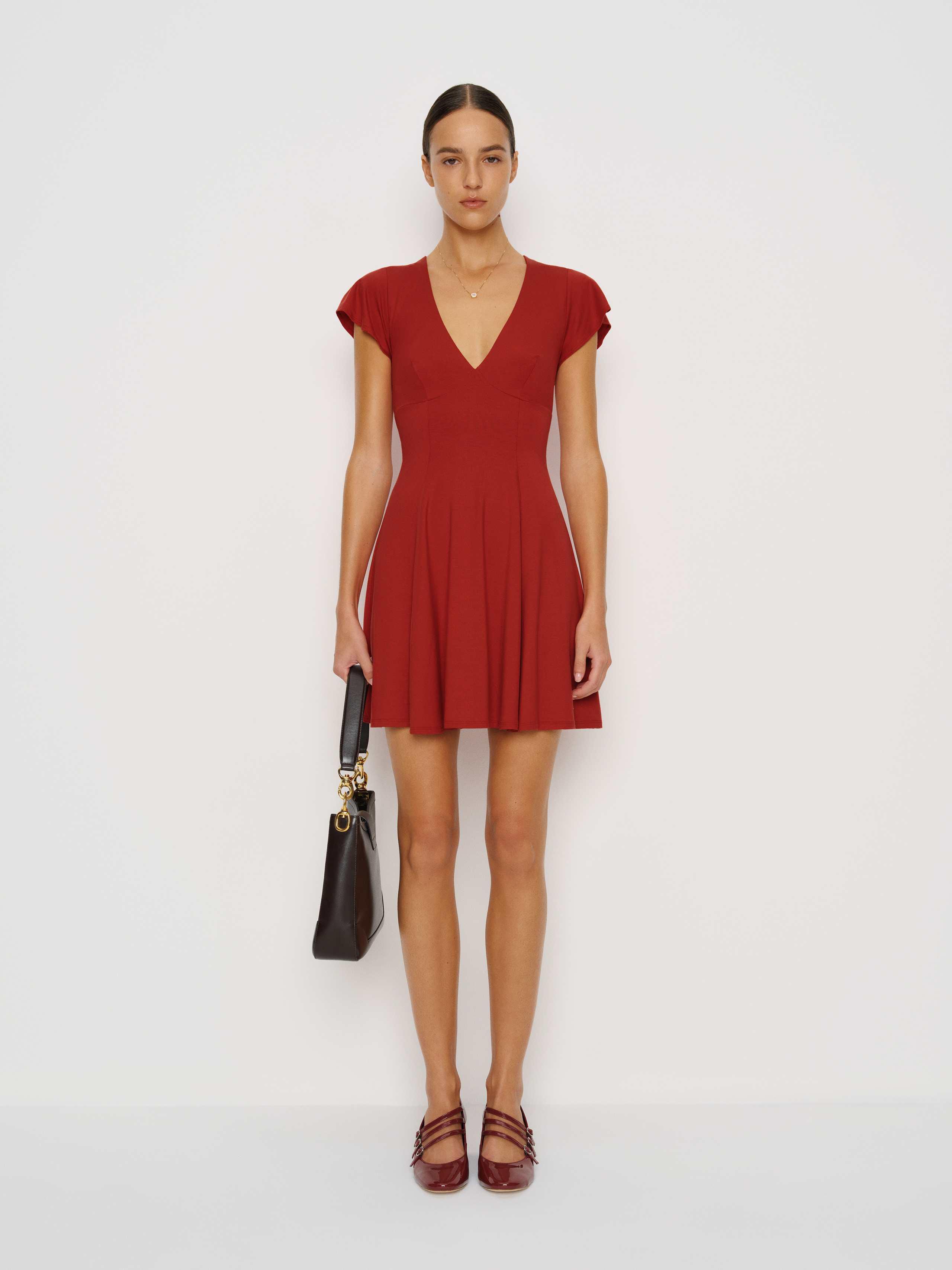 Reformation Olivia Knit Dress in Red | Lyst