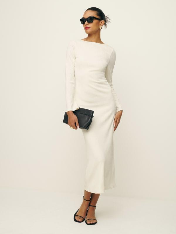 Reformation Delphina Knit Dress in Natural | Lyst Reformation Delphina Knit Dress in Natural | Lyst