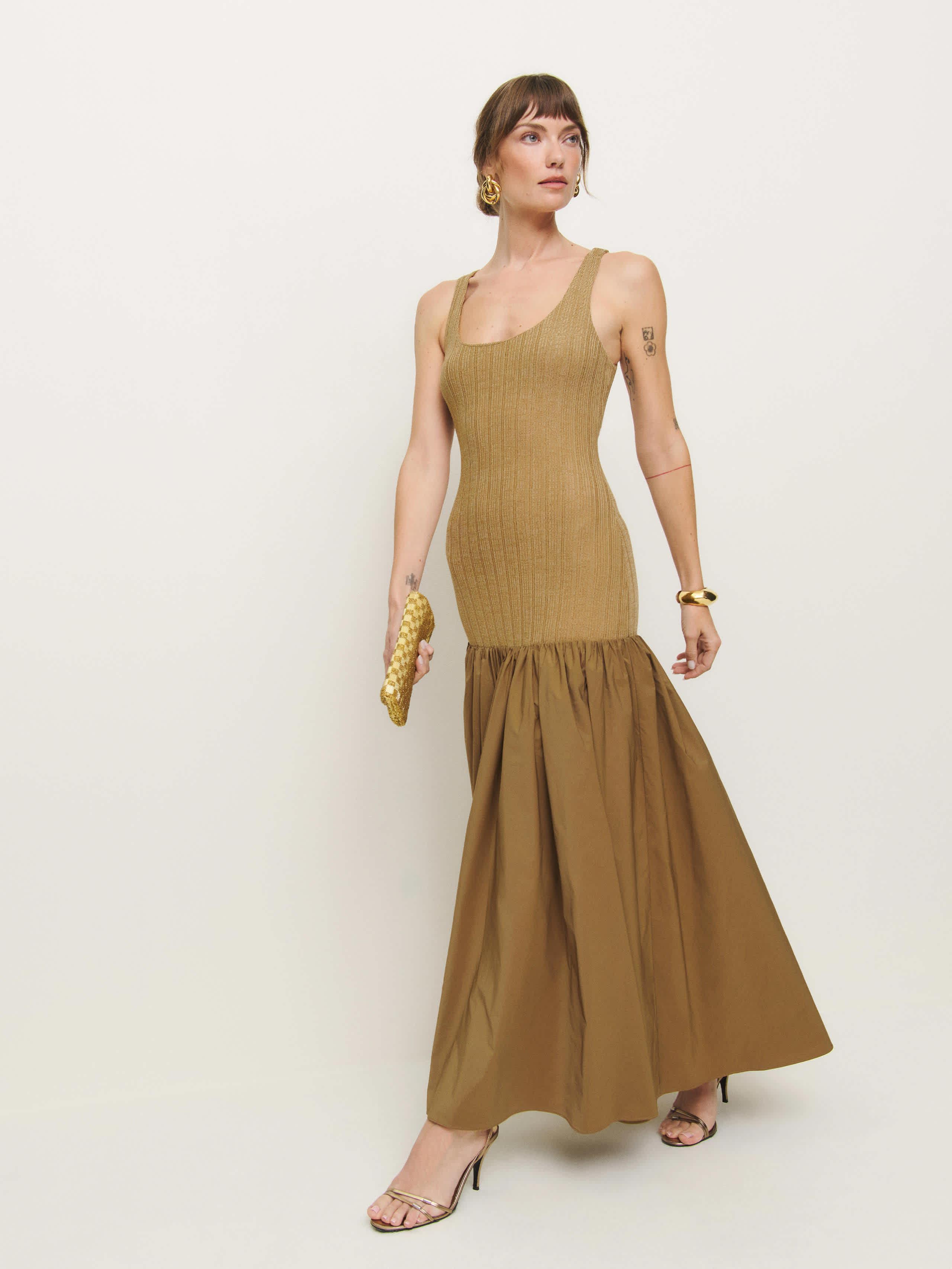 Reformation Kella Knit Dress in Brown | Lyst