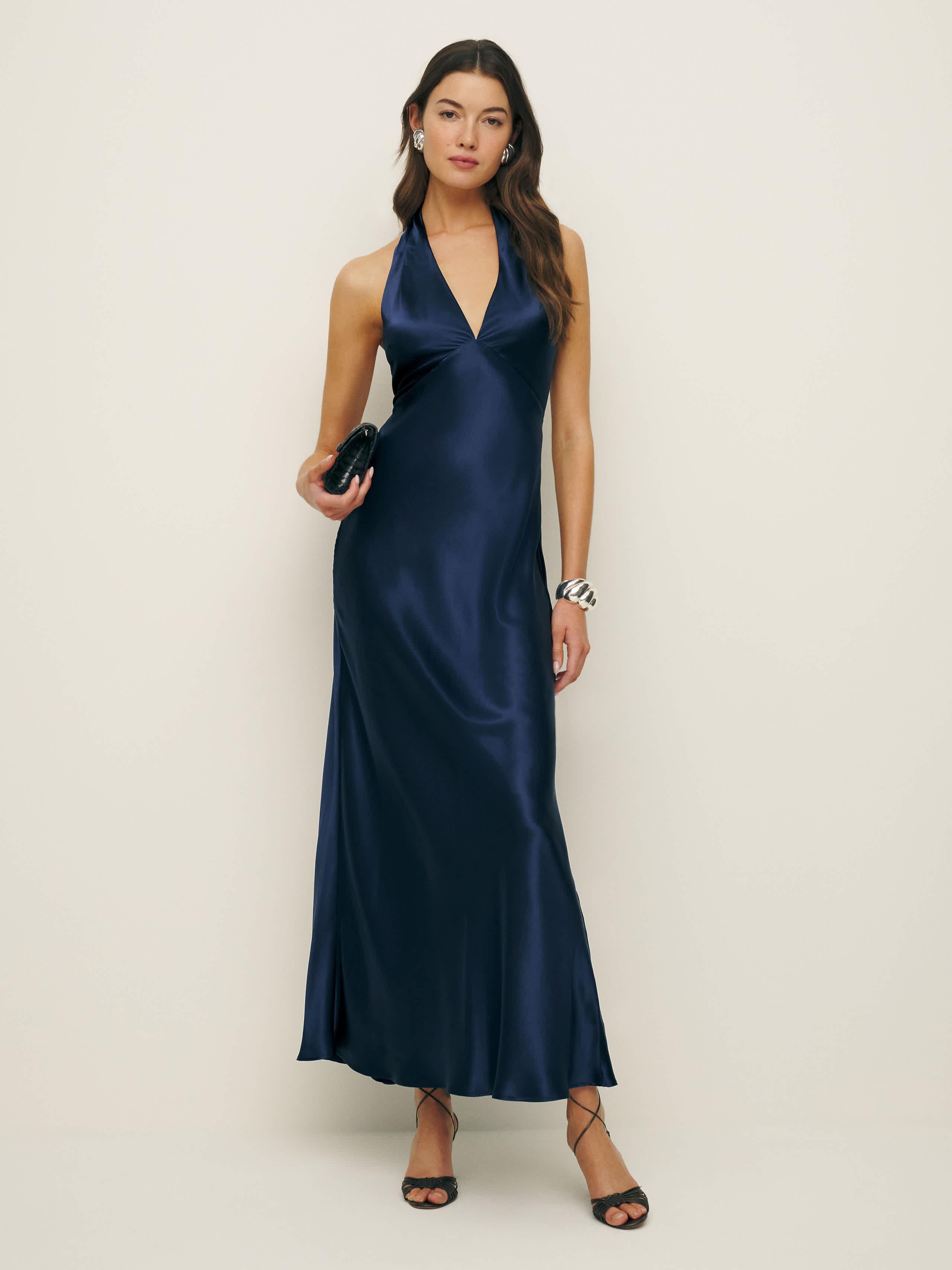 Reformation Daniela Silk Dress 12 in Blue | Lyst