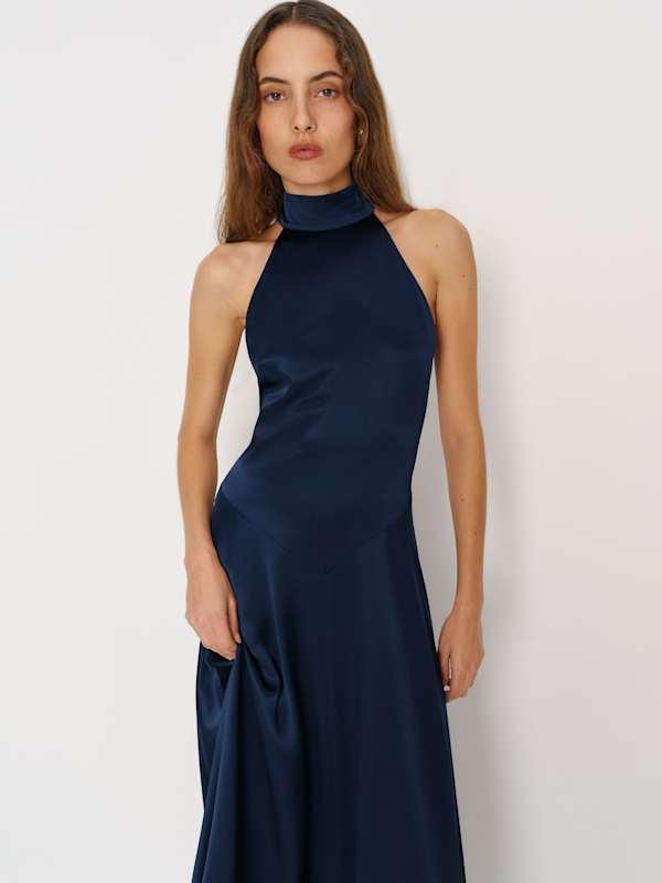 Reformation Katelyn Silk Dress in Blue | Lyst