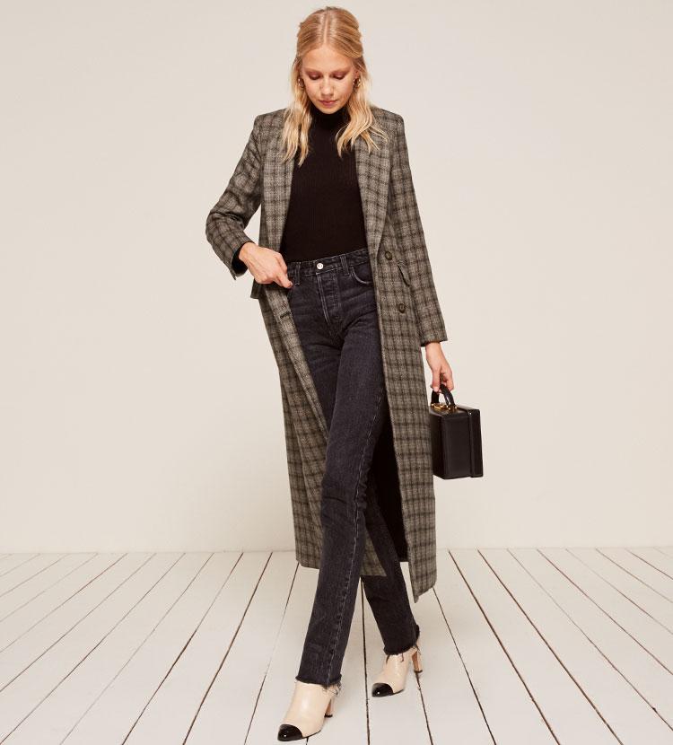 reformation plaid coat