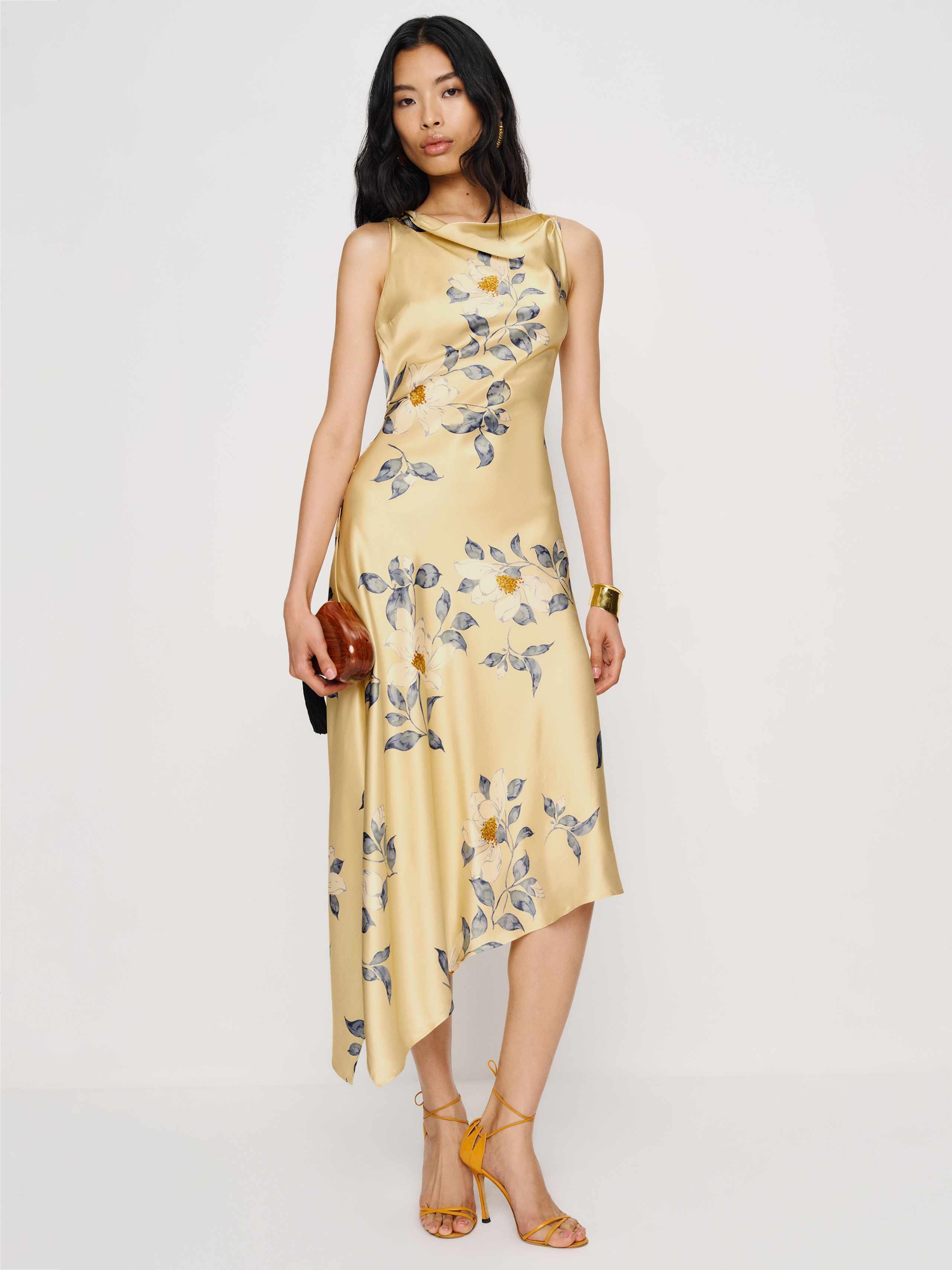 Reformation Scotia Silk Dress in Natural