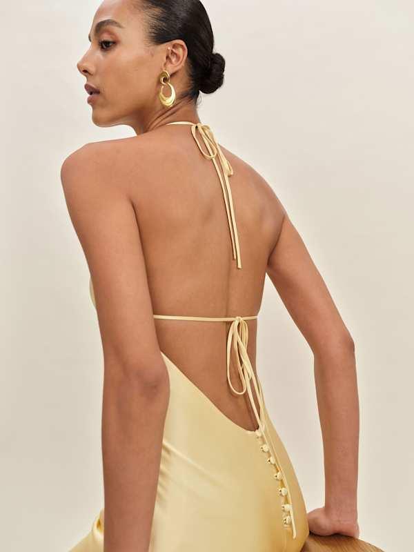 Reformation Jennis Silk Dress in Natural | Lyst