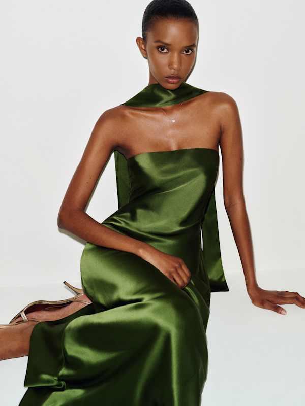 reformation green dress silk Green Reformation