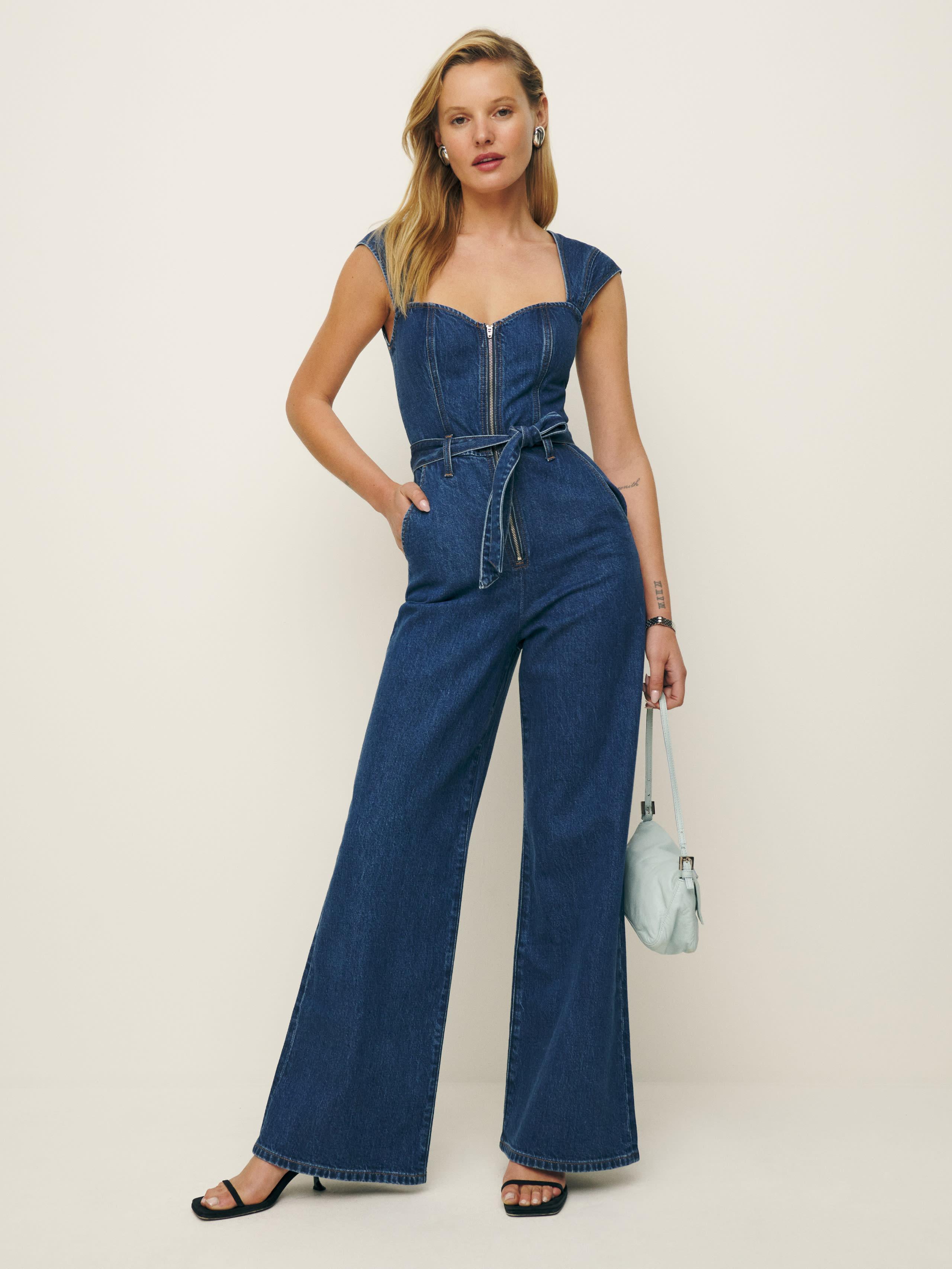 Reformation denim jumpsuit on sale