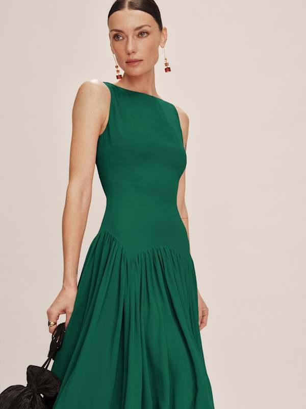slim fit dress slacks Hyacinth House Green Shimmer Knit Cammie Maxi Dress Green Shimmer Knit / L main image 1