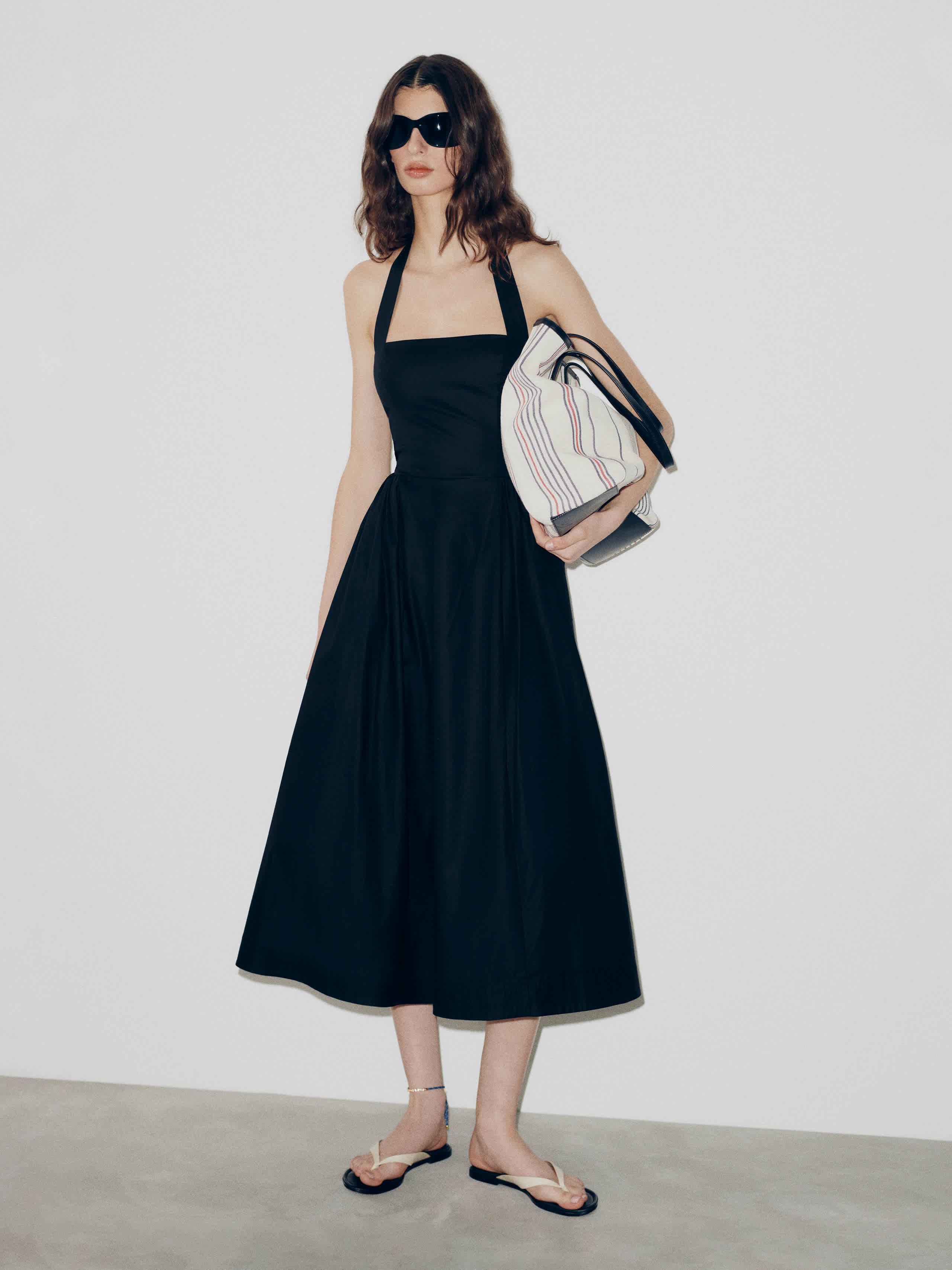 black on black polka dot dress Mac Duggal Women's Polka Dot Net Bustier A-Line Midi Dress - Black main image 0