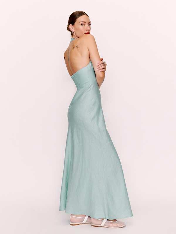 Reformation Delilah Linen Dress 6 in Blue | Lyst
