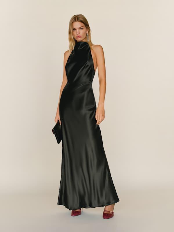 black silk dress reformation Reformation