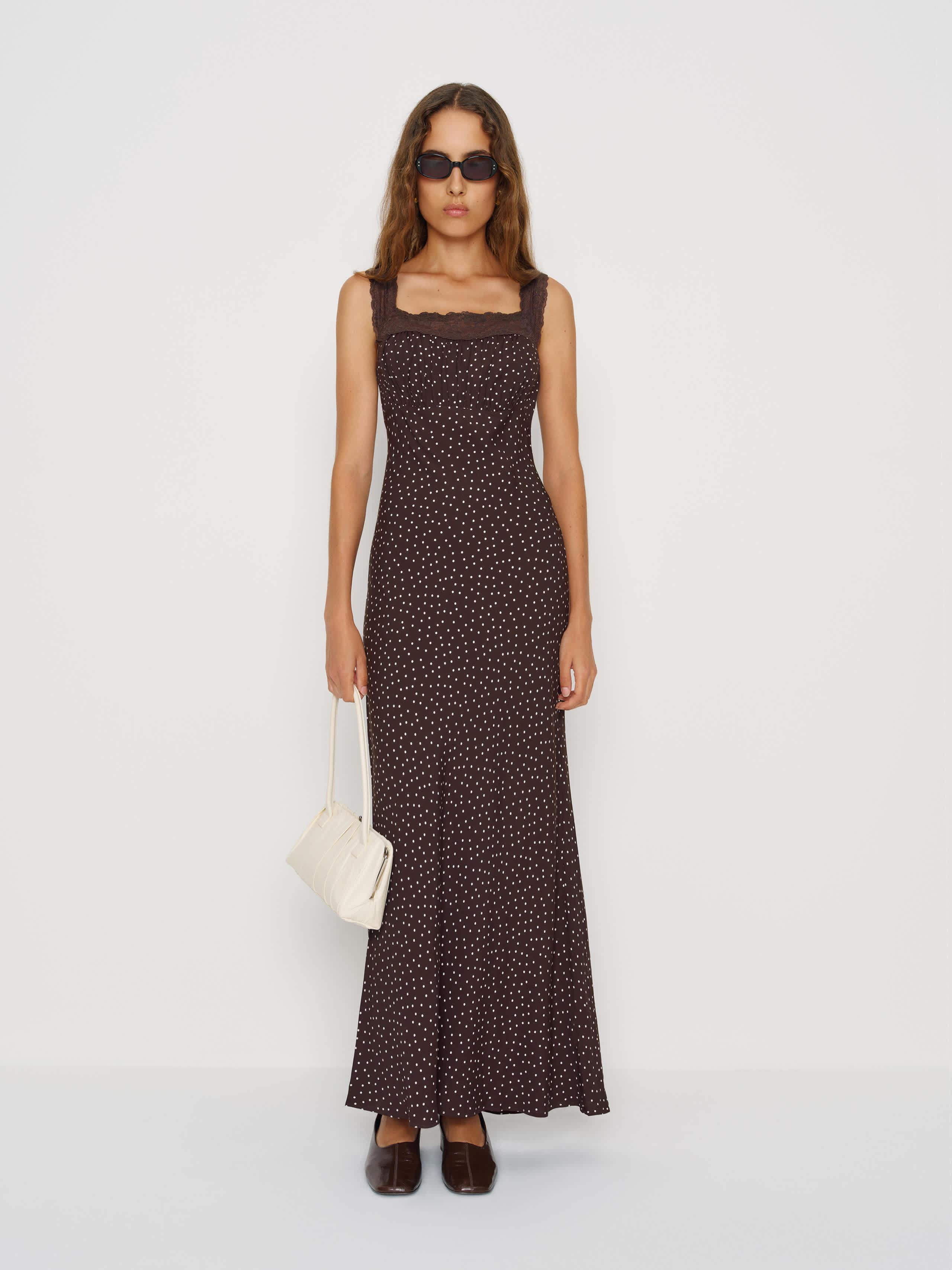 Reformation Bobbie Dress Lace in Brown | Lyst Australia