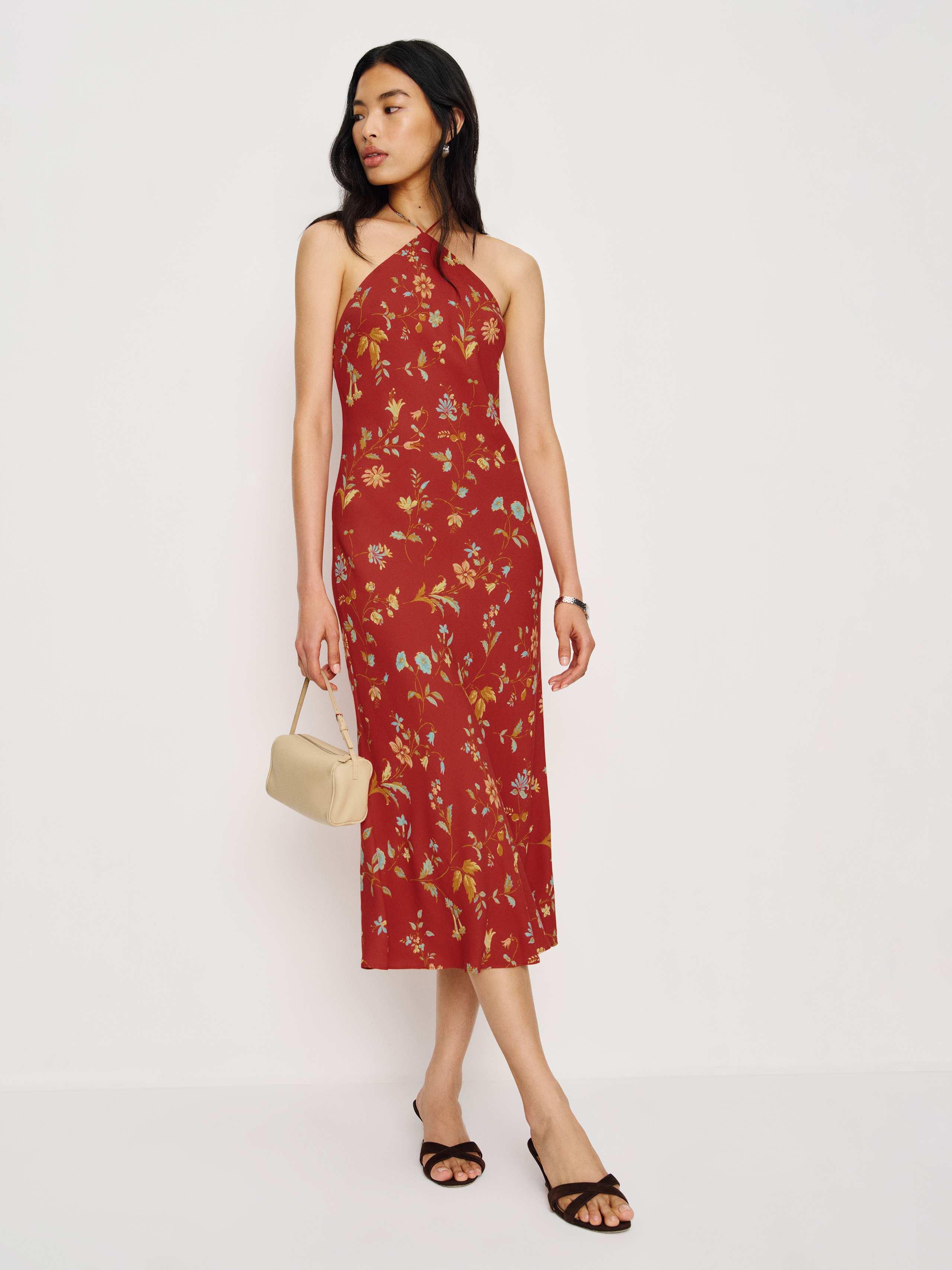reformation red floral midi dress Reformation Red Floral Midi Dress by Reformation