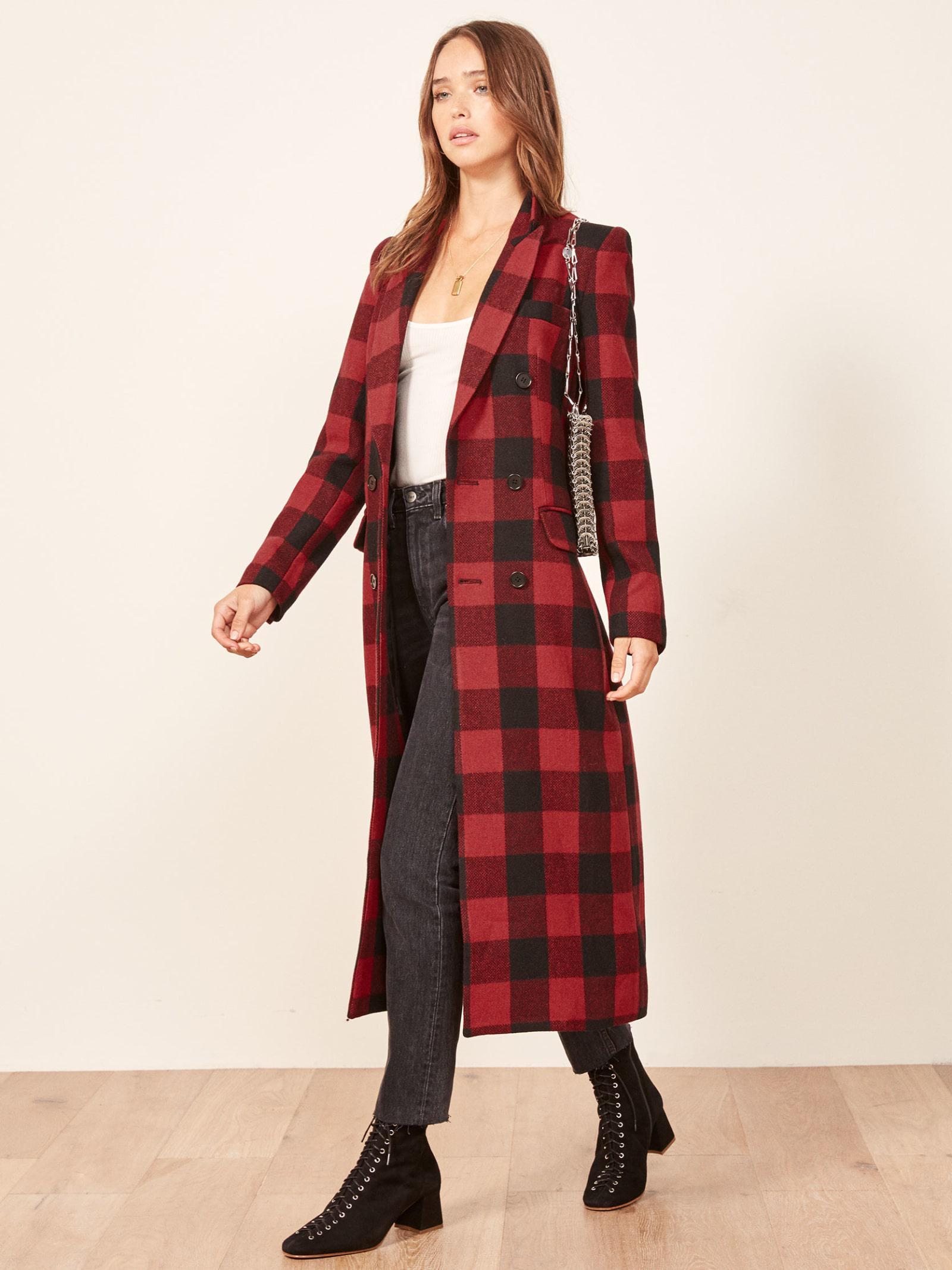 reformation plaid coat