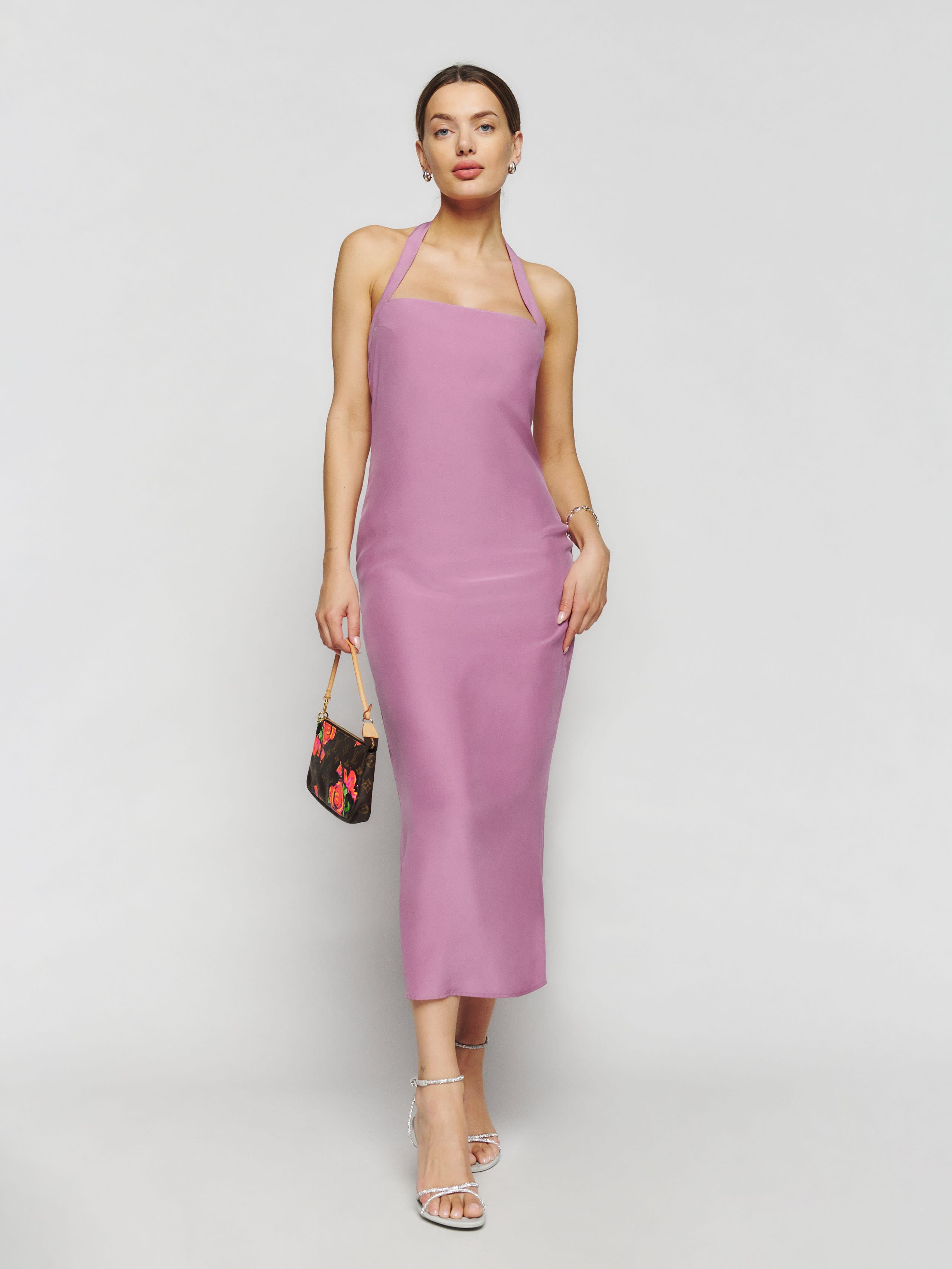 reformation pink halter dress Reformation Jeany Dress - Pink Halter Backless Maxi Dress by Reformation
