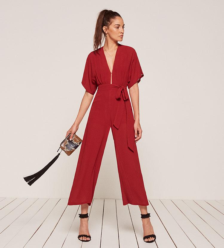 reformation red jumpsuit
