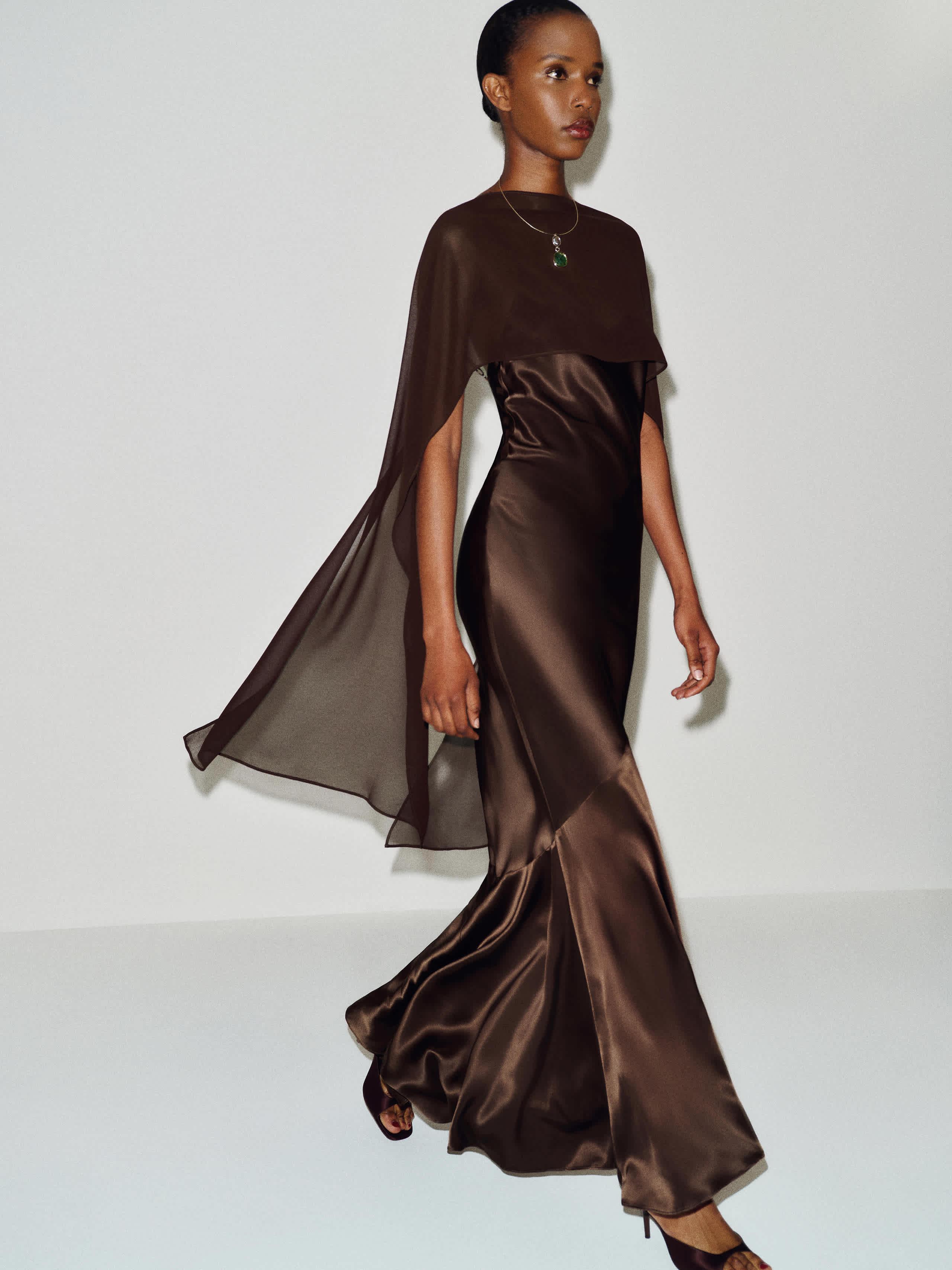 Reformation Tiffani Silk Dress 4 in Brown