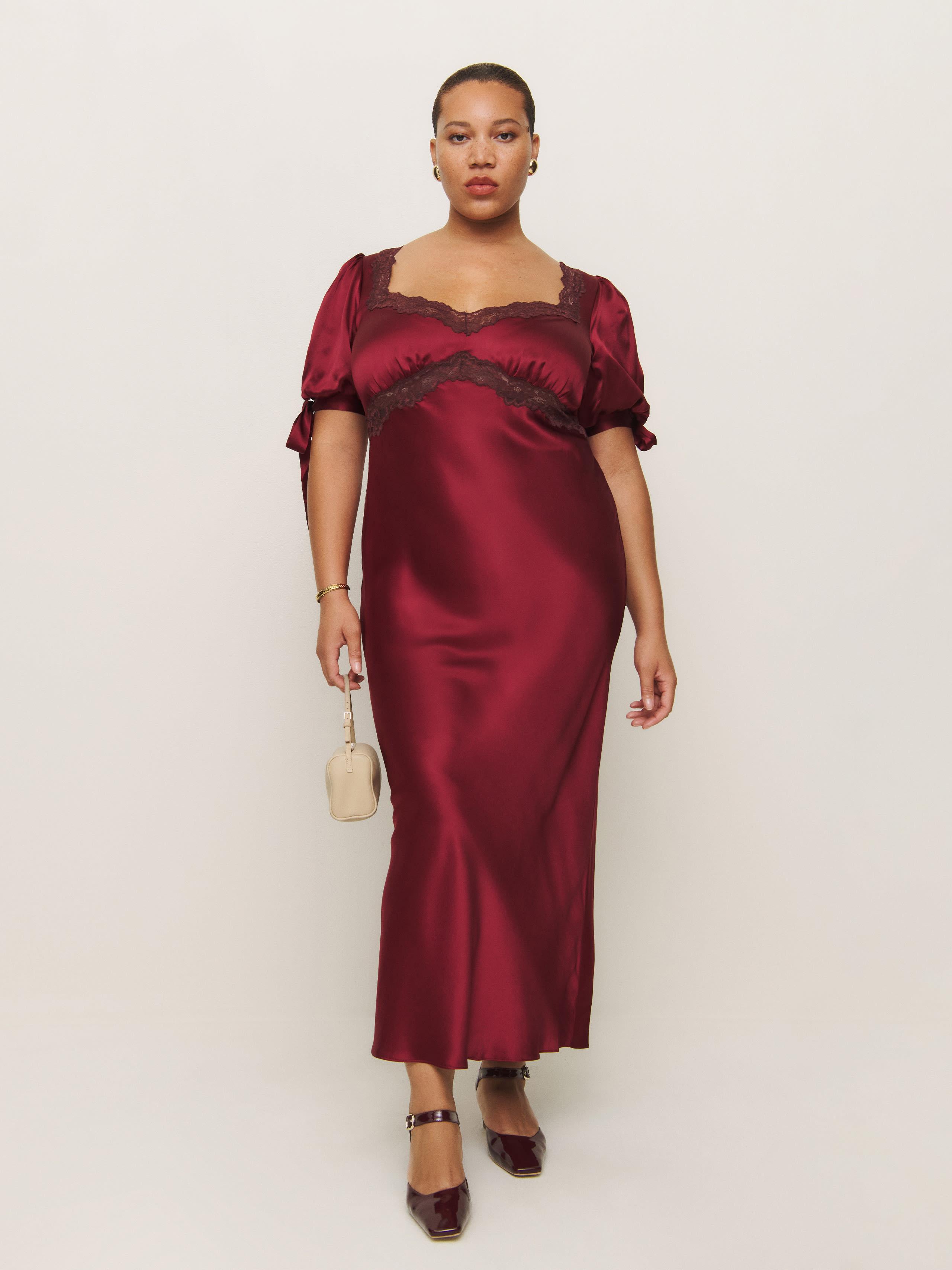 Reformation Stella Silk Dress Es in Red | Lyst