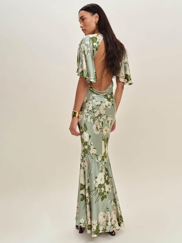 Reformation Thea Silk Dress 2 in Green | Lyst