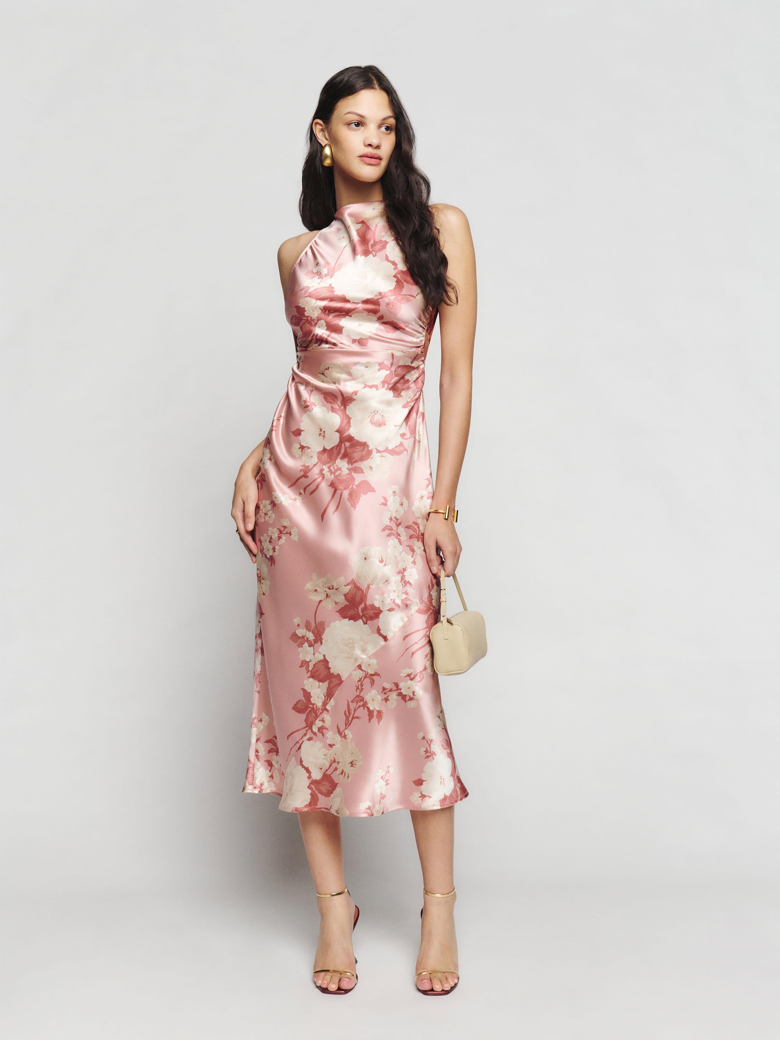 strapless open back dress Omnes Womens Pink Amdra Strapless Woven Maxi Dress 20