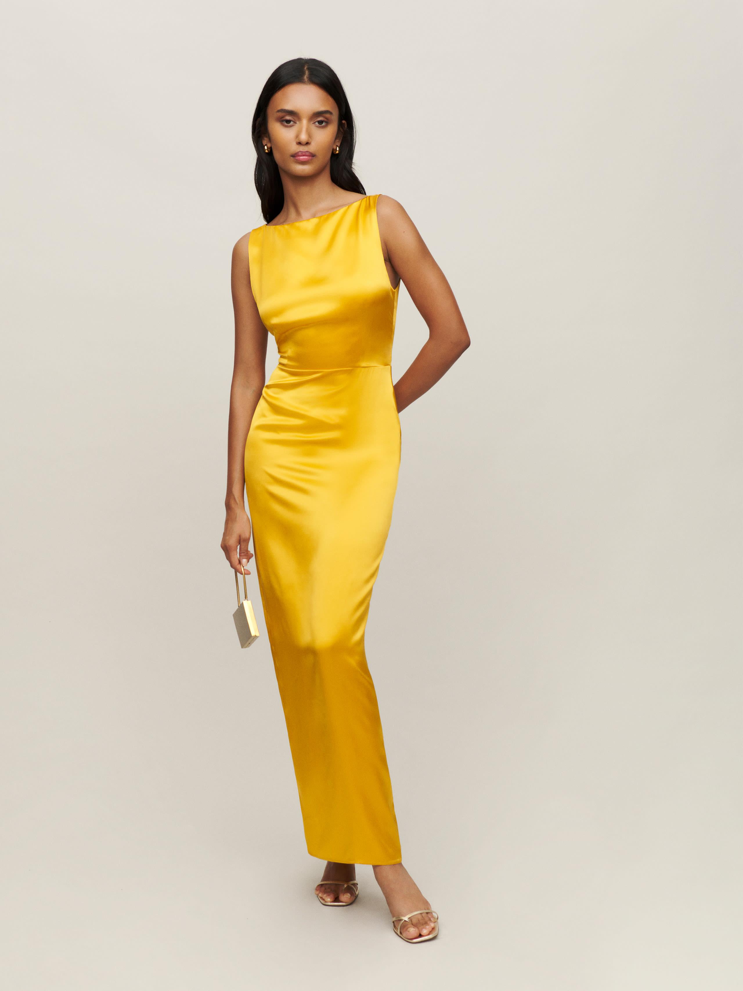 Yellow silk cheap dressing gown