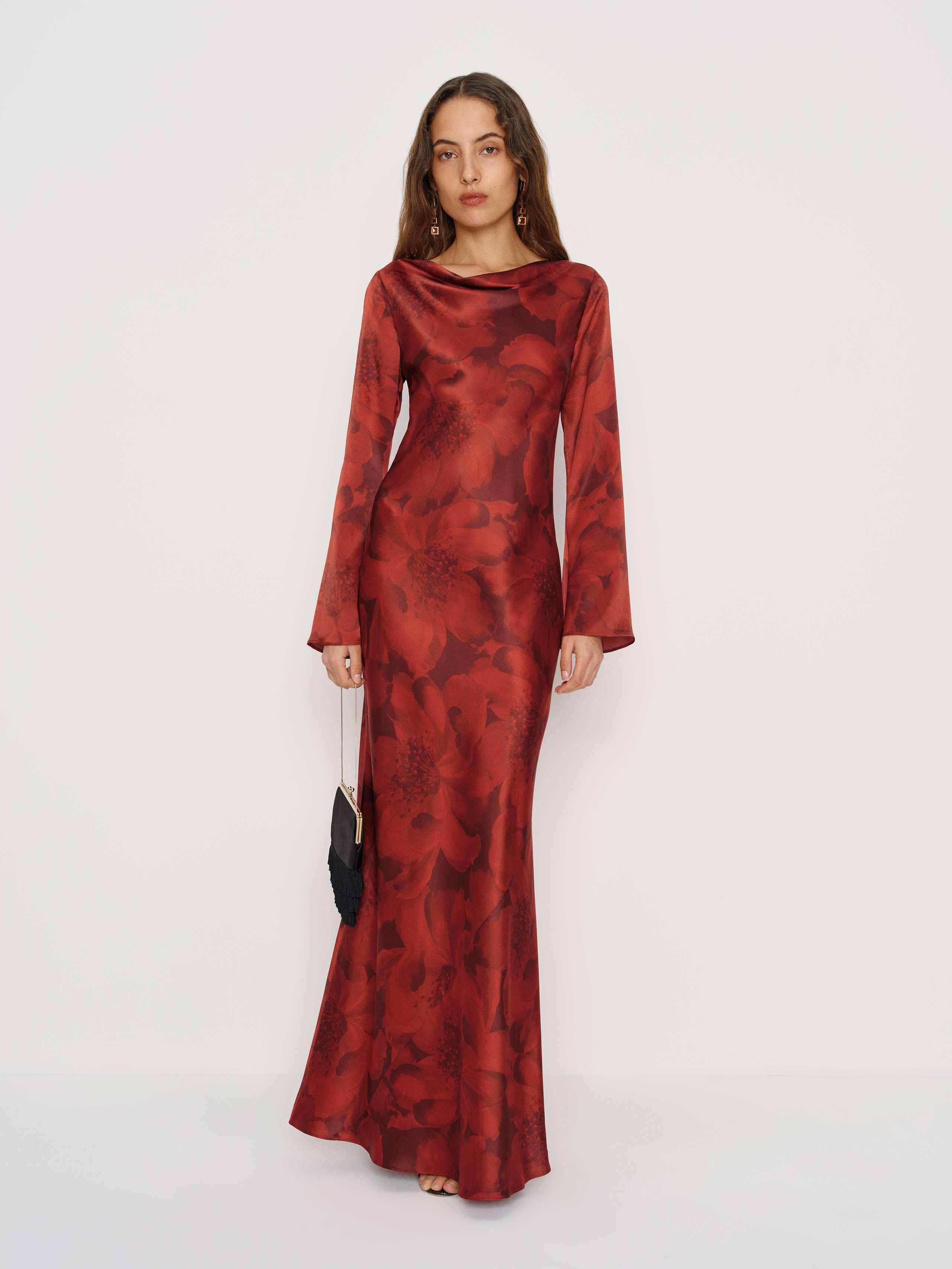 Reformation Pike Silk Maxi Dress in Red | Lyst Reformation Pike Silk Maxi Dress in Red | Lyst
