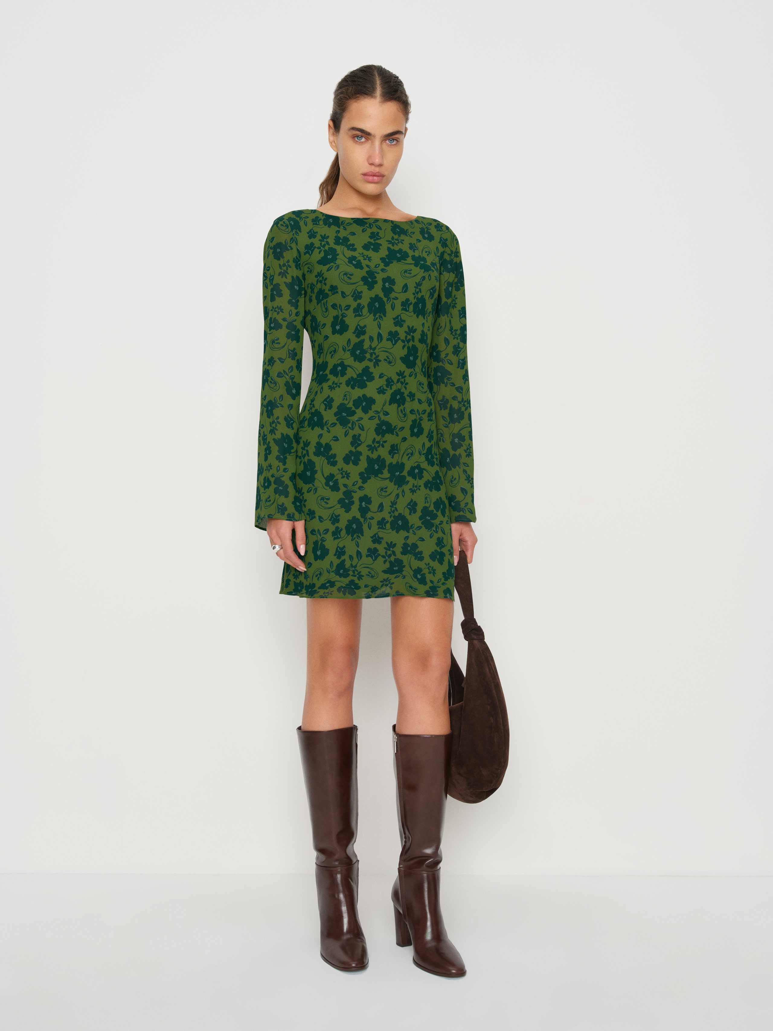 reformation green floral mini dress Reformation Persis floral mini dress Medium – The Leftovers main image 0