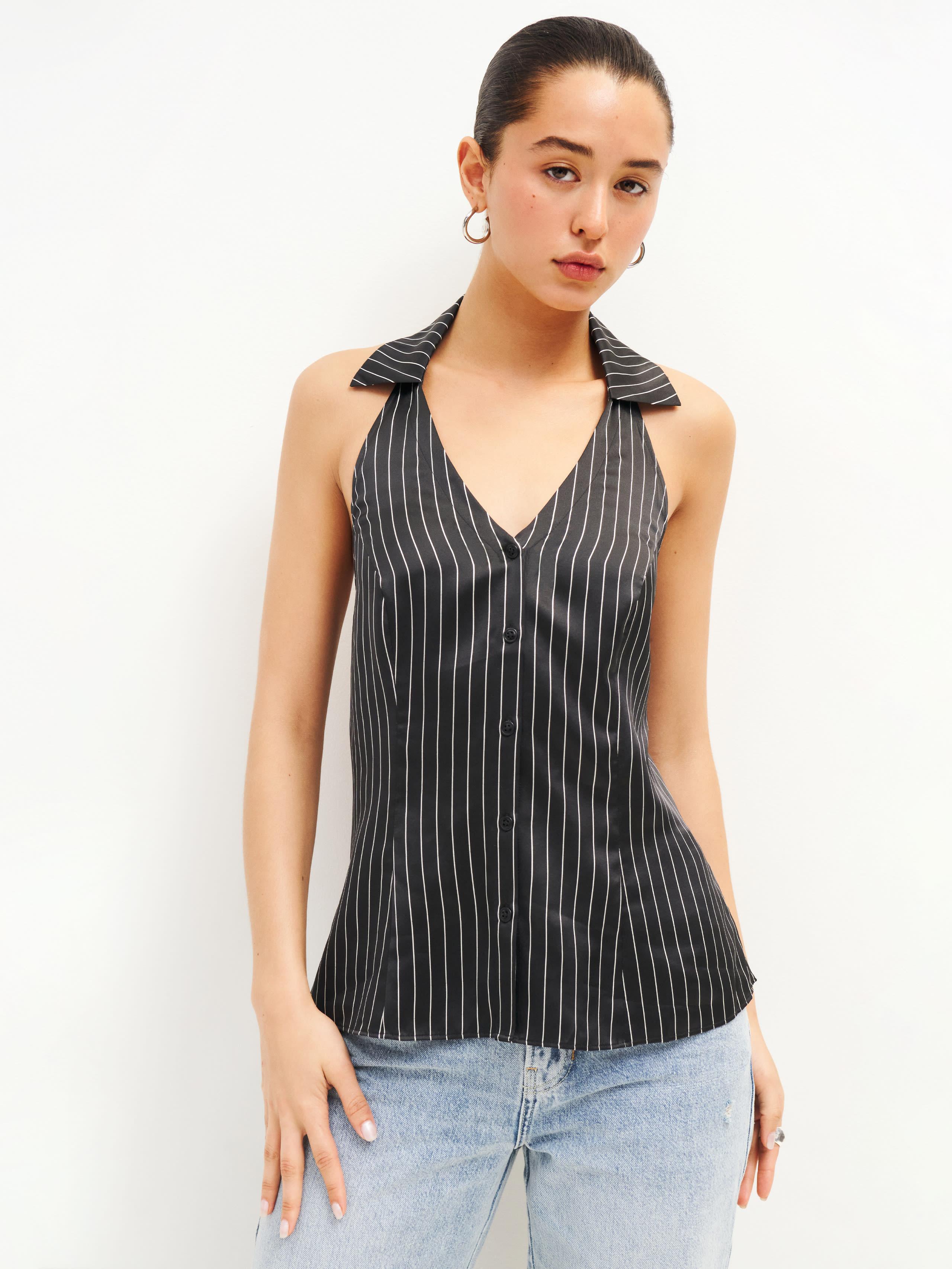 Reformation Erin Silk Top in Black | Lyst Canada