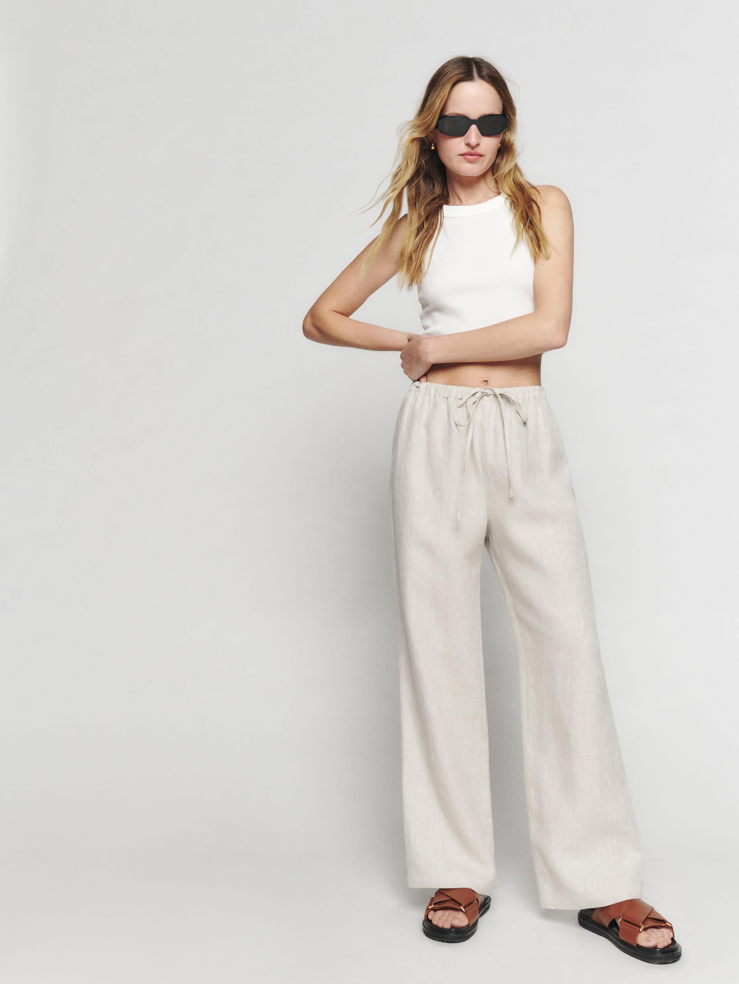 Reformation Petites Olina Linen Pant in White Lyst UK