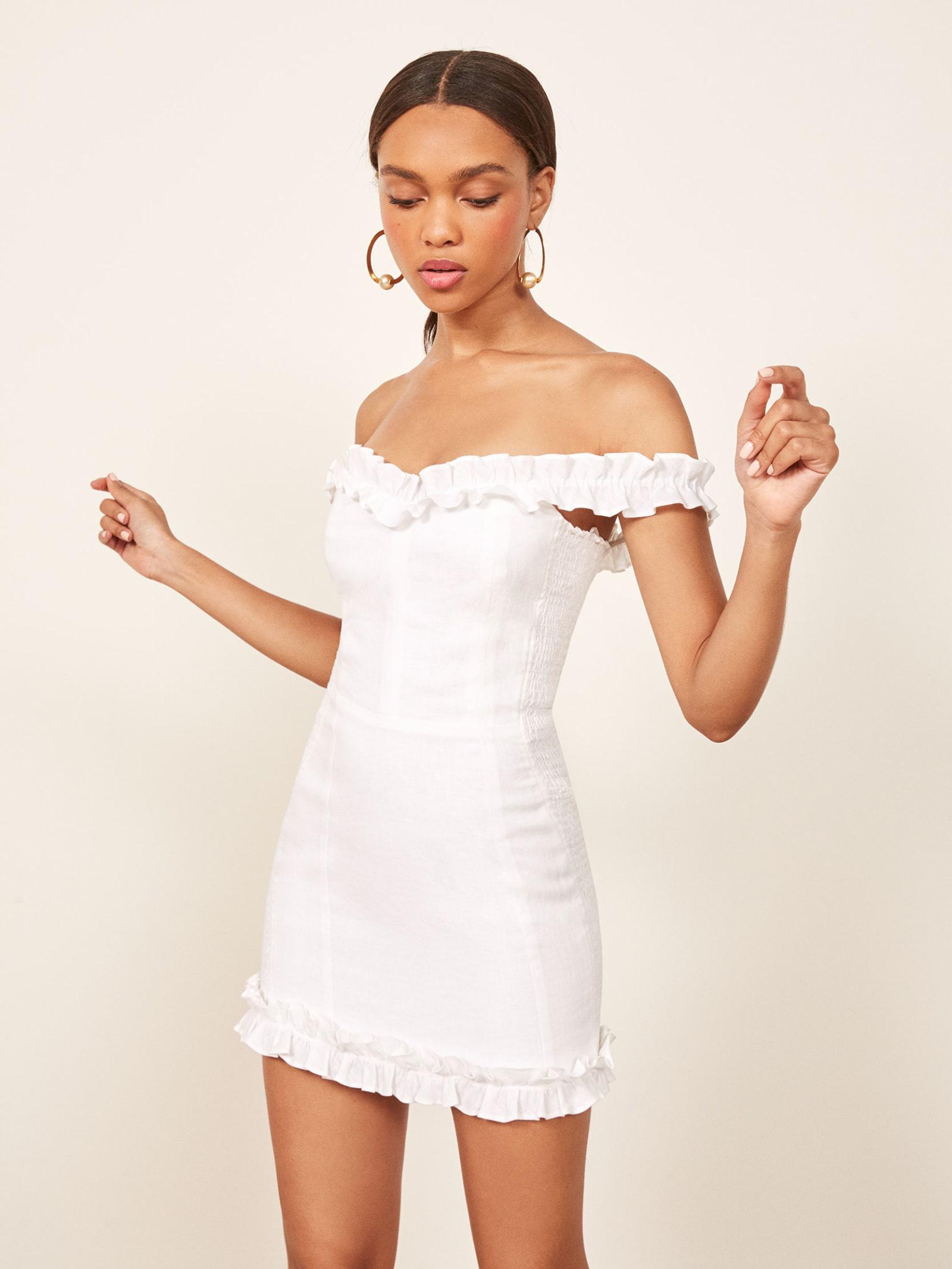 reformation white mini dress