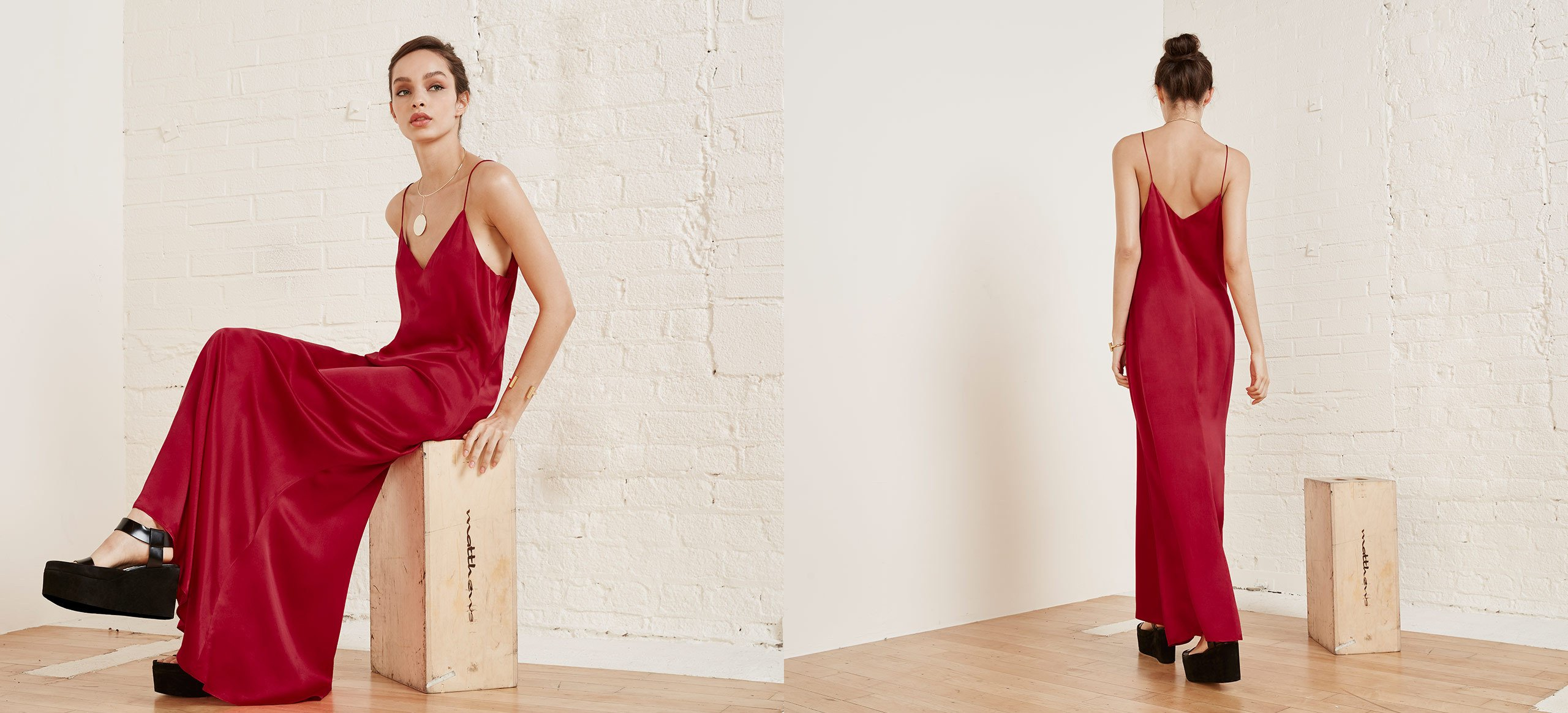 Reformation Silk Slip Dress in Red | Lyst