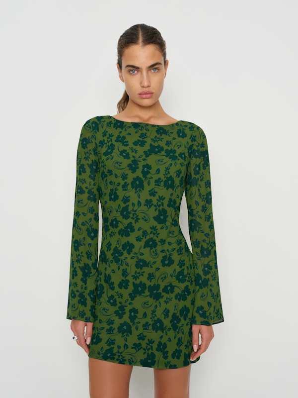 Reformation Esra Mini Dress in Green | Lyst