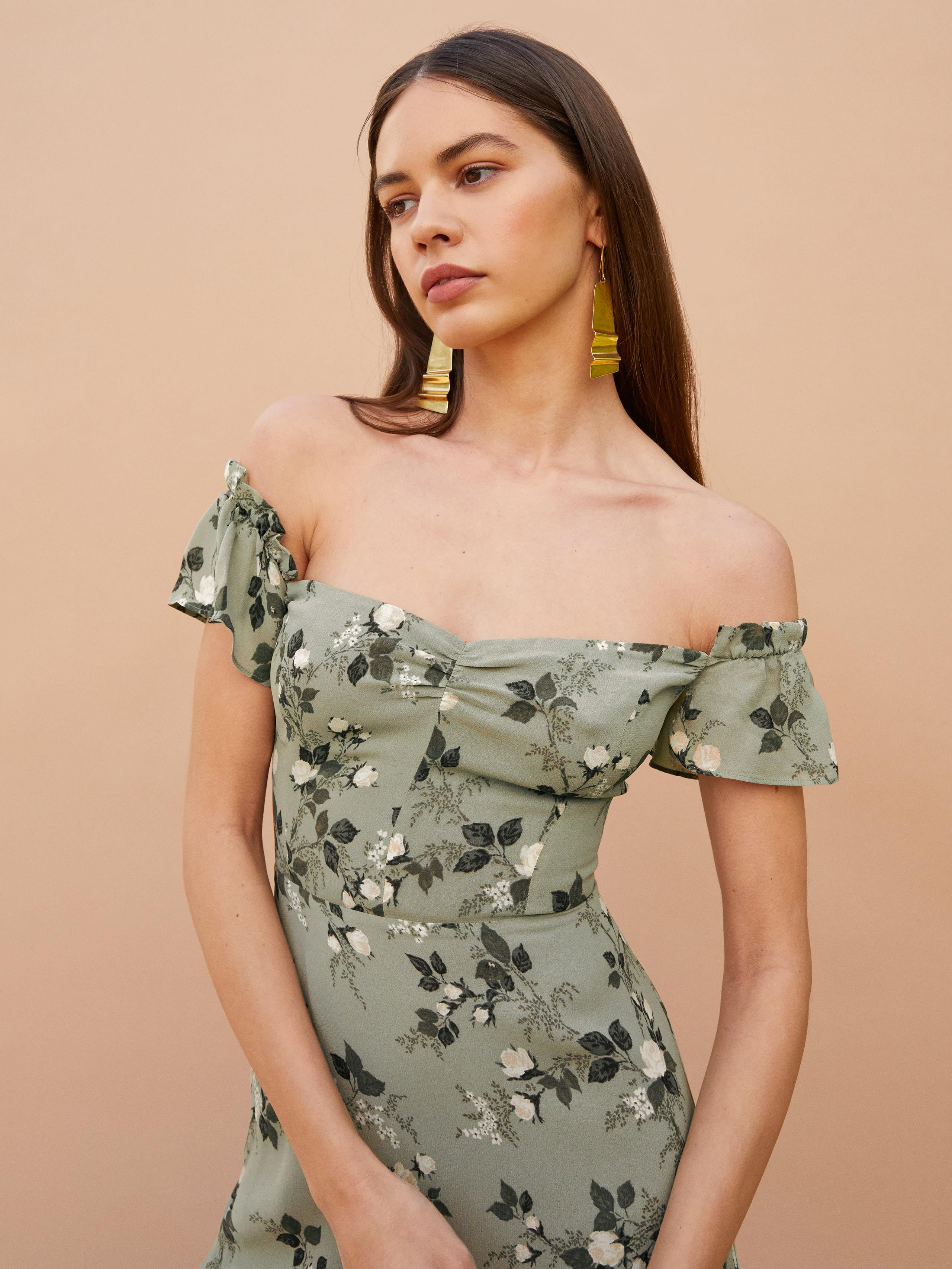 Reformation Butterfly Dress in Green