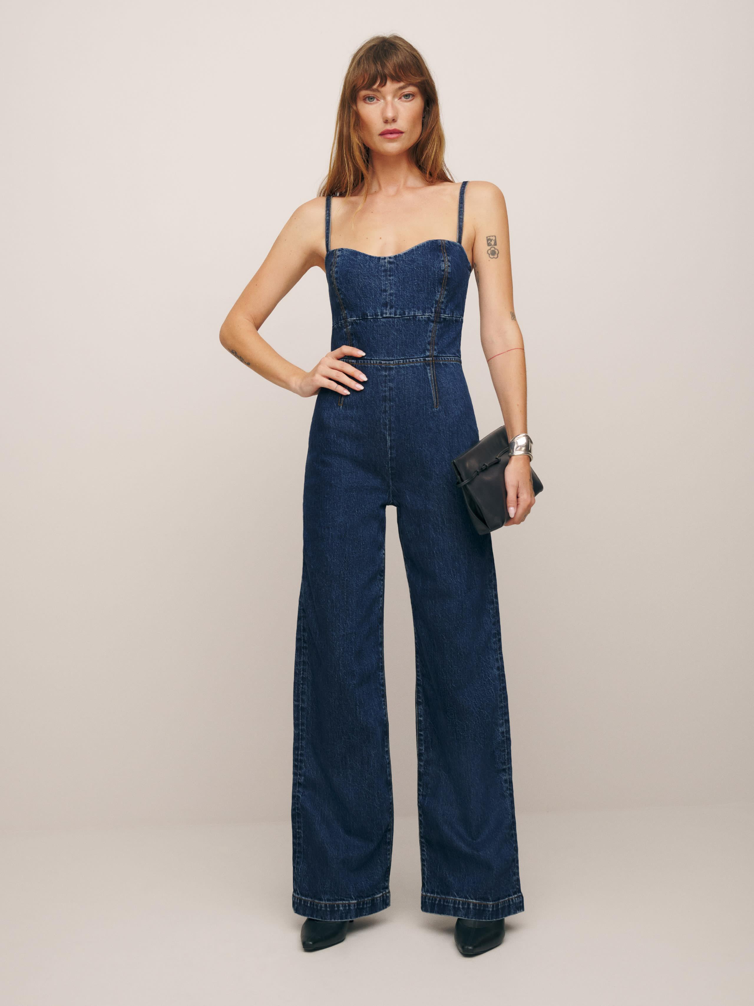 Reformation Daphne Wide Leg Denim Jumpsuit in Blue | Lyst Canada