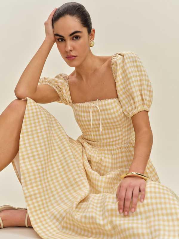marella linen dress reformation Reformation Marella Linen Midi Dress In White, Size 0 Us
