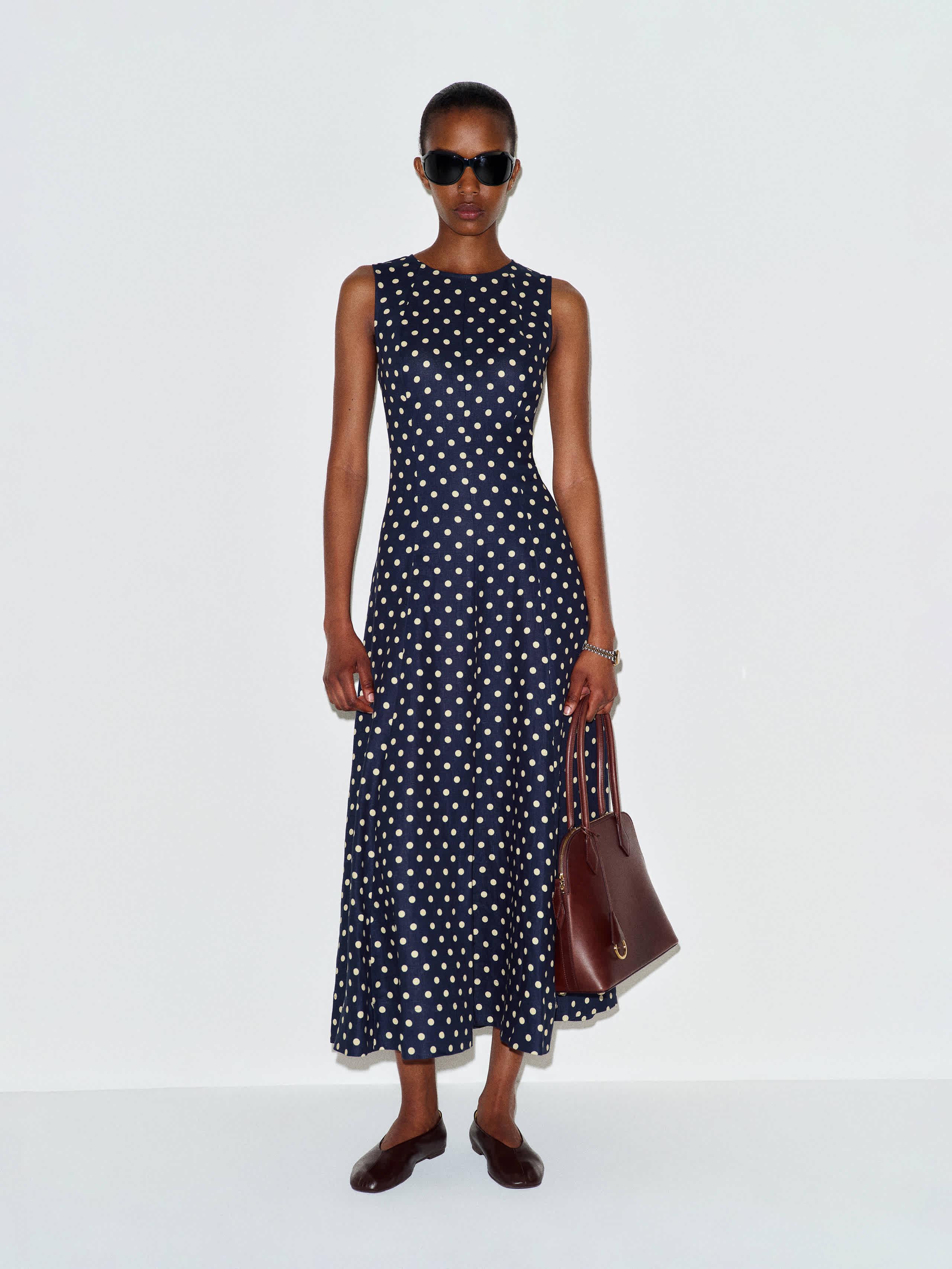 reformation blue polka dot dress Size 0 Reformation Juno Polka Dot Dress by Reformation