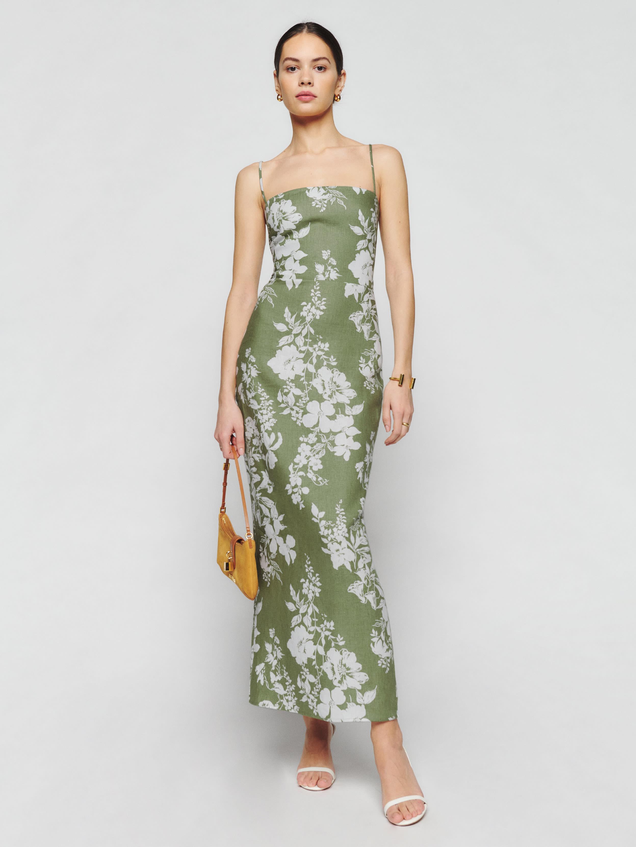Reformation Frankie Linen Dress in Green Lyst UK