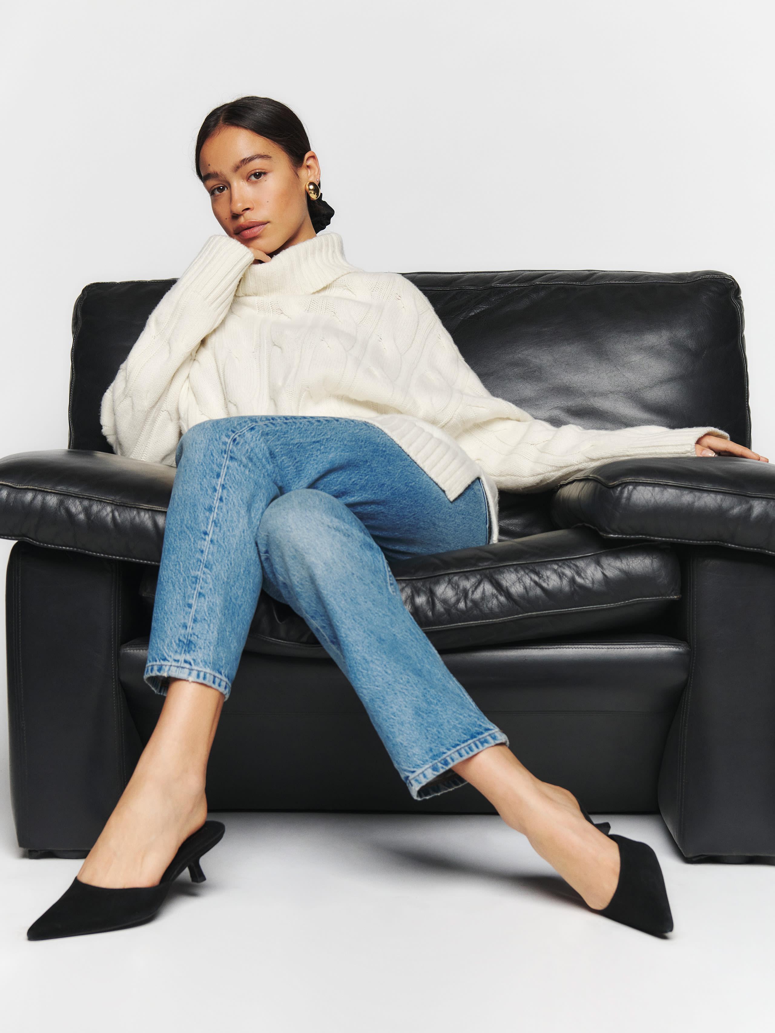 Reformation Wilda Kitten Mule in Blue | Lyst